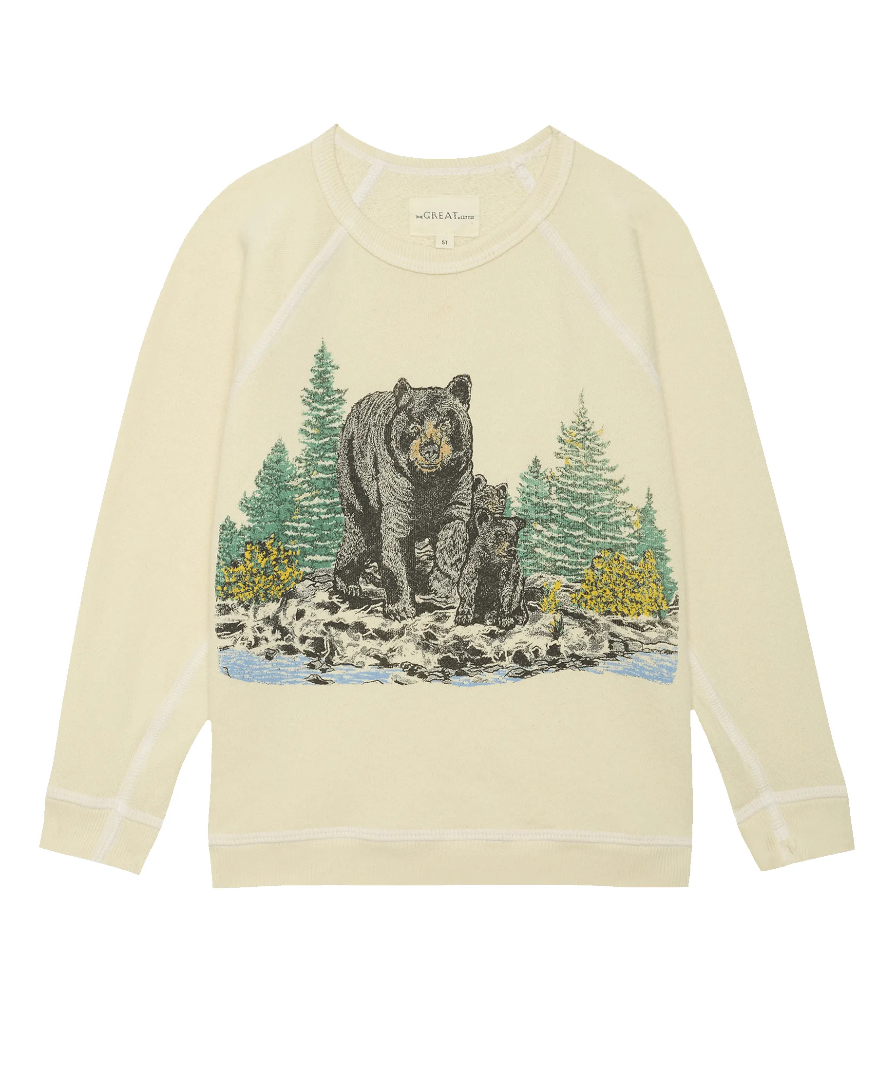 The Little College Sweatshirt. Graphic -- Washed White with Black Bear Graphic sold by THE GREAT.