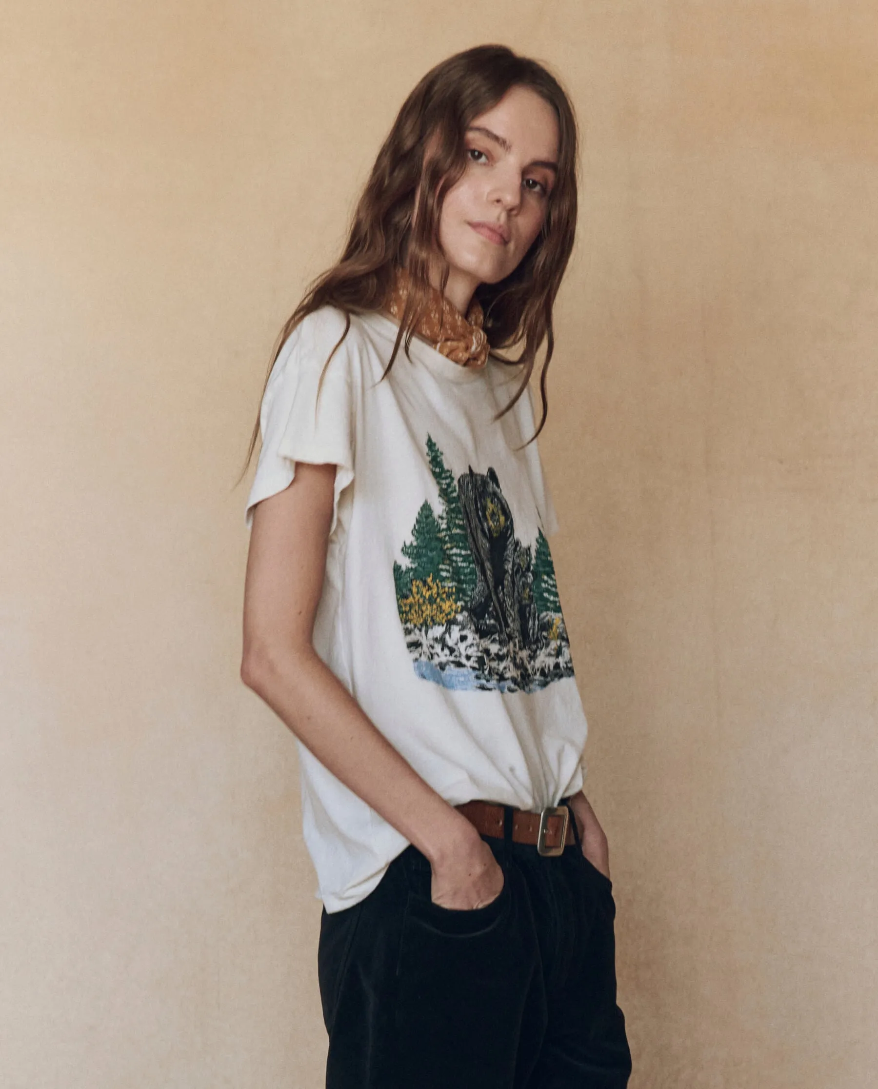 The Boxy Crew. Graphic -- Washed White with Black Bear Graphic sold by THE GREAT. product image thumbnail 2