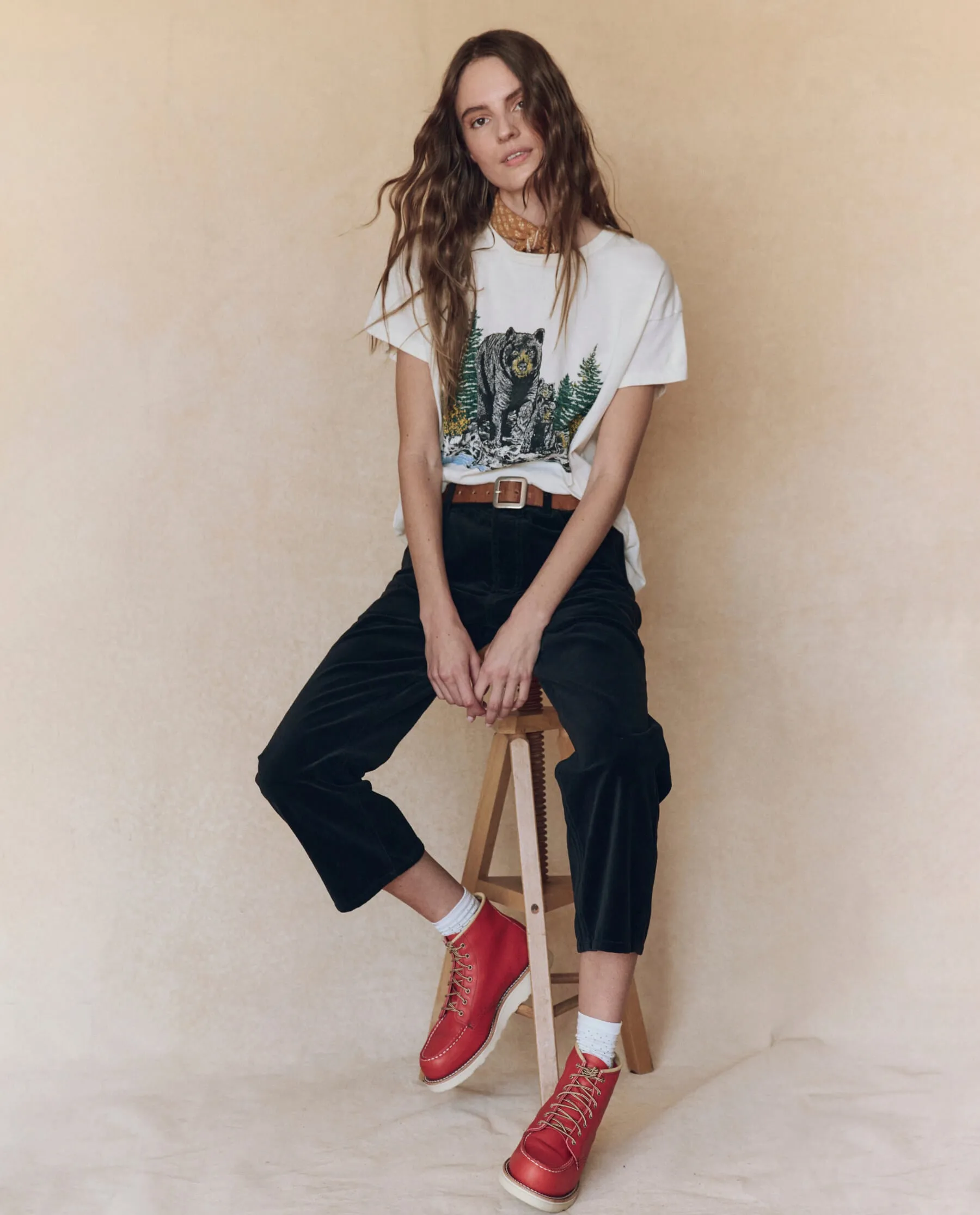 The Boxy Crew. Graphic -- Washed White with Black Bear Graphic sold by THE GREAT. product image thumbnail 5