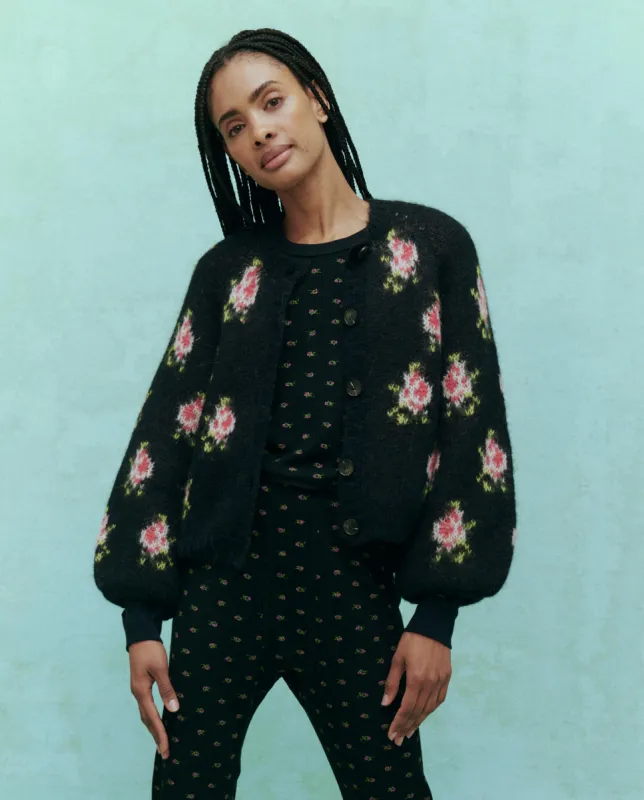 The Carousel Cardigan. -- Black Heirloom Rose sold by THE GREAT.