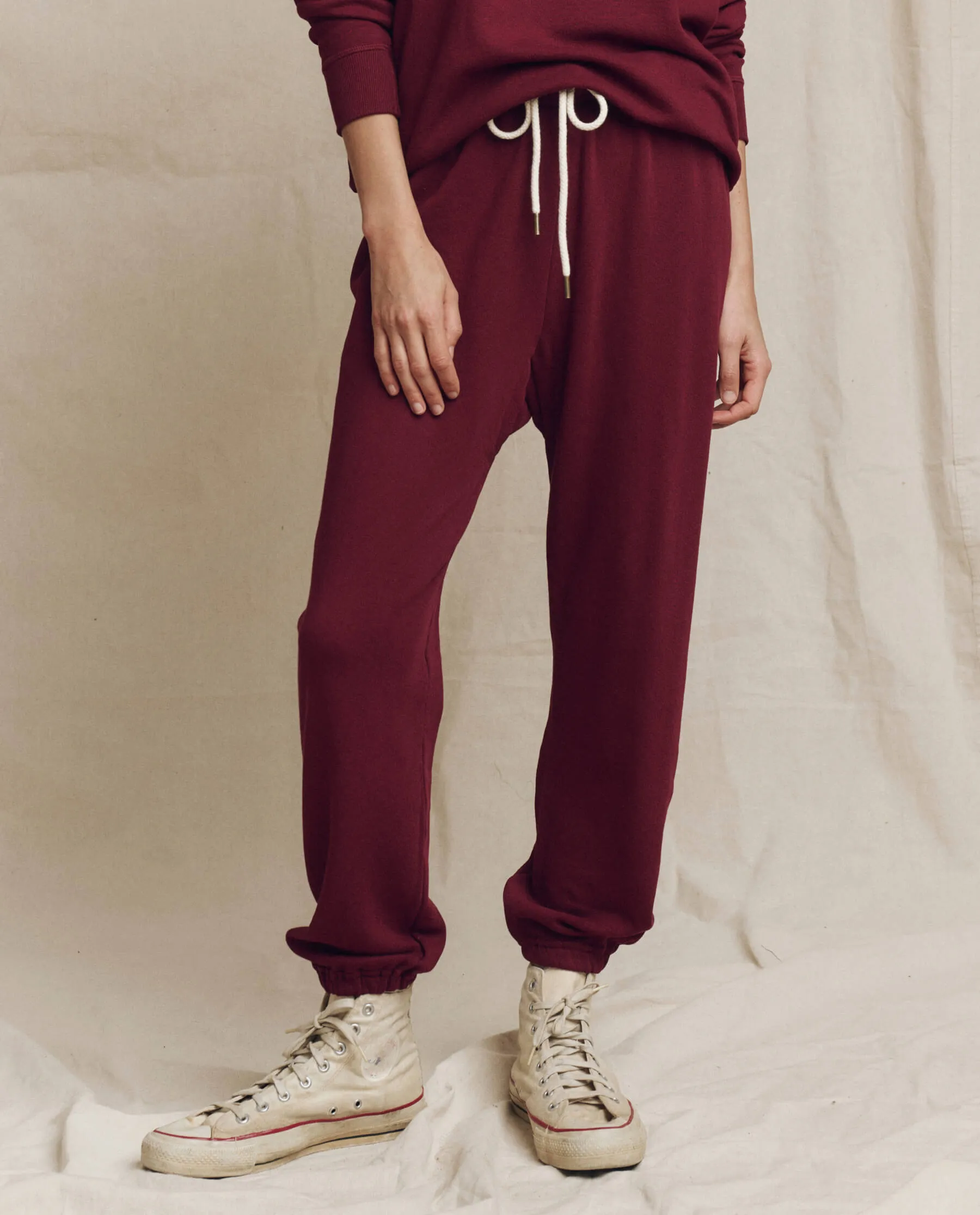 The Stadium Sweatpant. Solid -- Plum sold by THE GREAT.