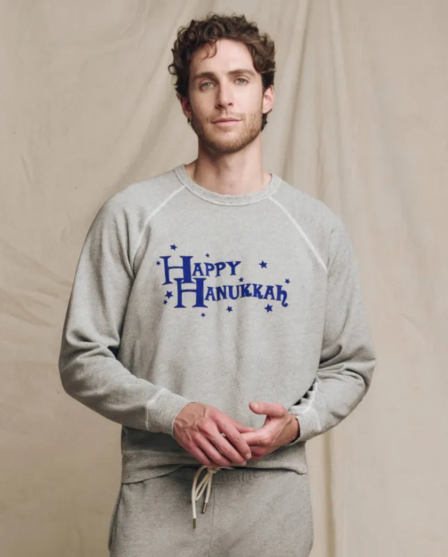 The Men’s College Sweatshirt. Graphic -- Varsity Grey with Hannukah Graphic sold by THE GREAT.