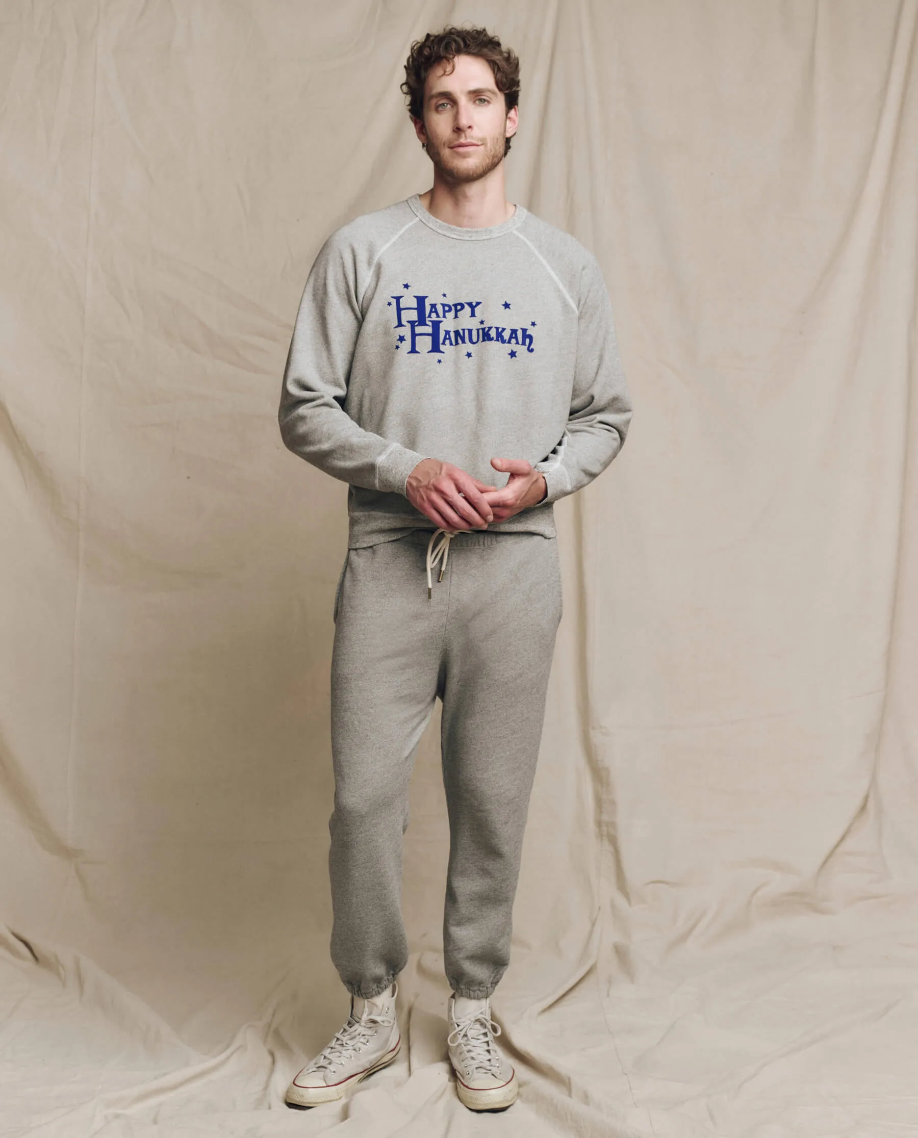 The Men’s College Sweatshirt. Graphic -- Varsity Grey with Hannukah Graphic sold by THE GREAT. product image thumbnail 4