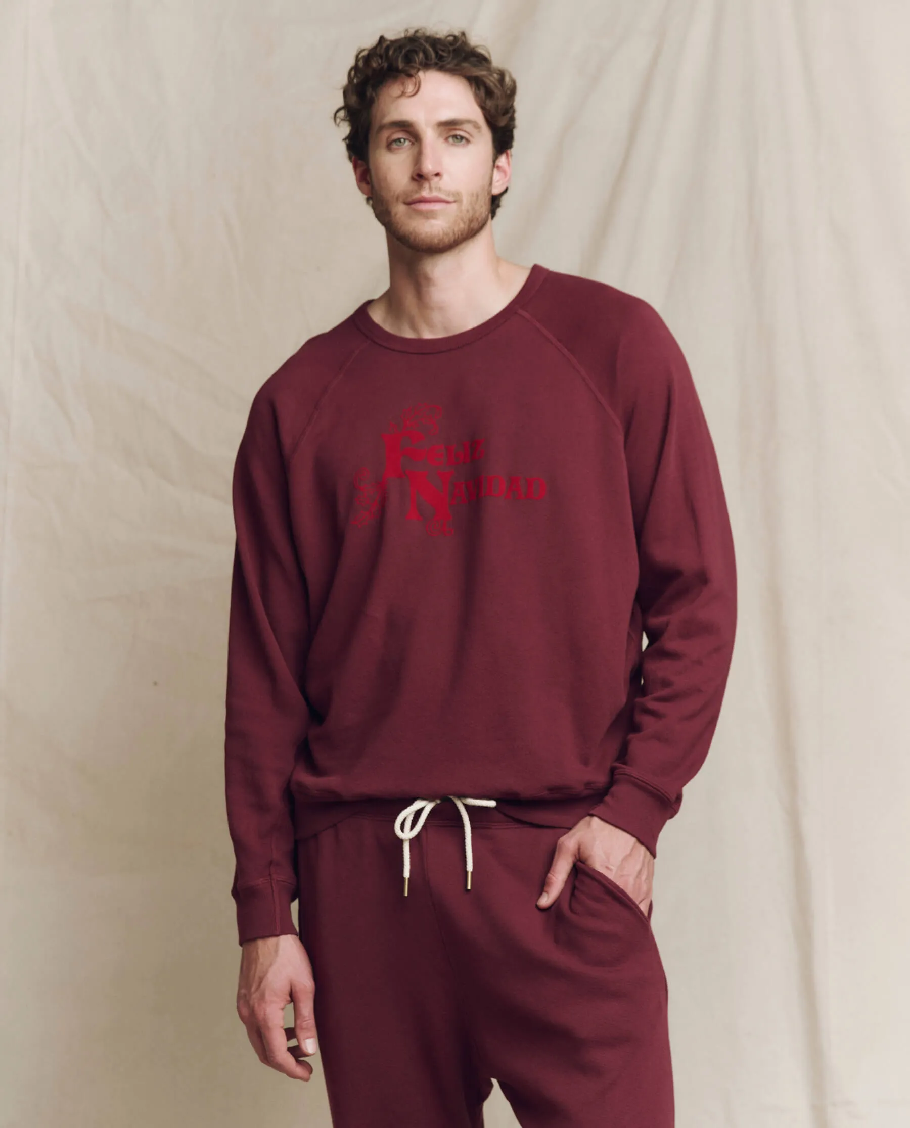 The Men's College Sweatshirt. Graphic -- Mulled Wine with Feliz Navidad Graphic sold by THE GREAT.