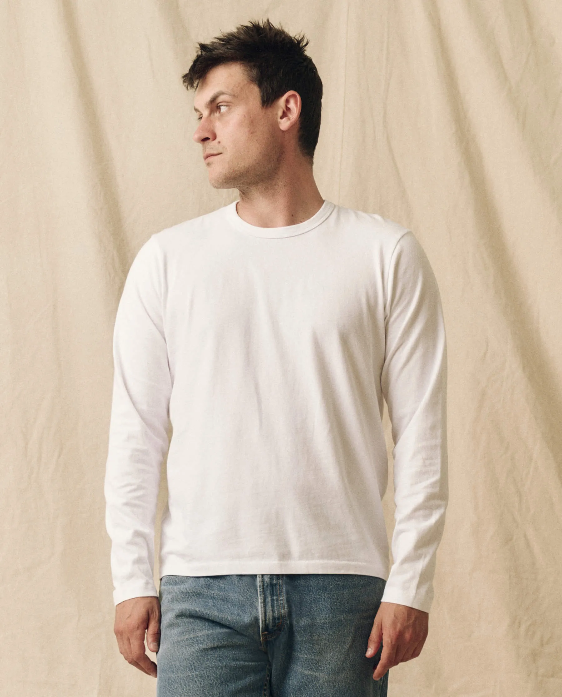 The Men's Pure Knits Long Sleeve Slim Crew. -- True White sold by THE GREAT. product image thumbnail 5