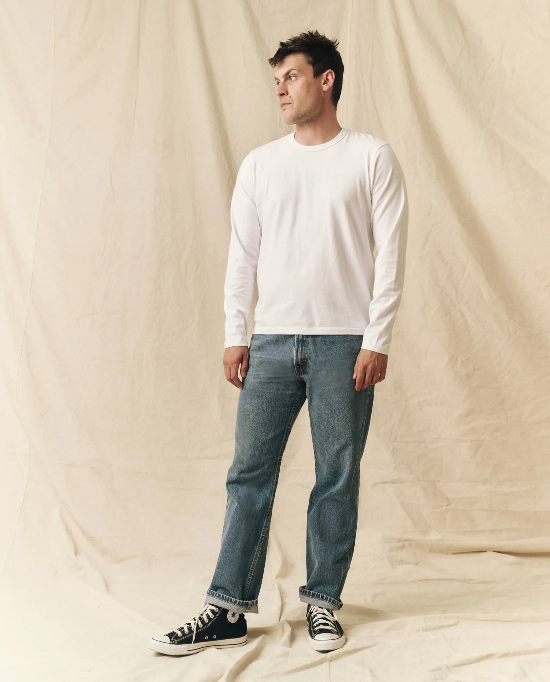 The Men's Pure Knits Long Sleeve Slim Crew. -- True White sold by THE GREAT. product image thumbnail 2