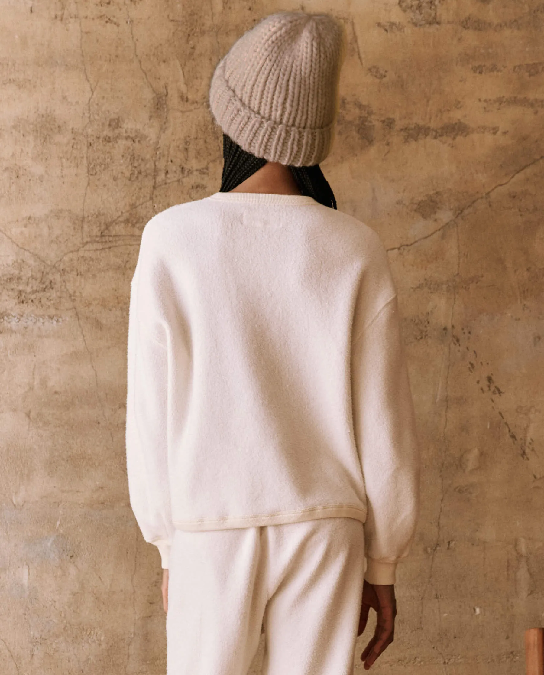 The Fleece Henley Sweatshirt. -- Washed White sold by THE GREAT. product image thumbnail 2