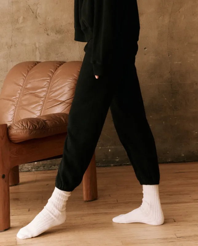 The Fleece Stadium Sweatpant. -- Almost Black sold by THE GREAT.