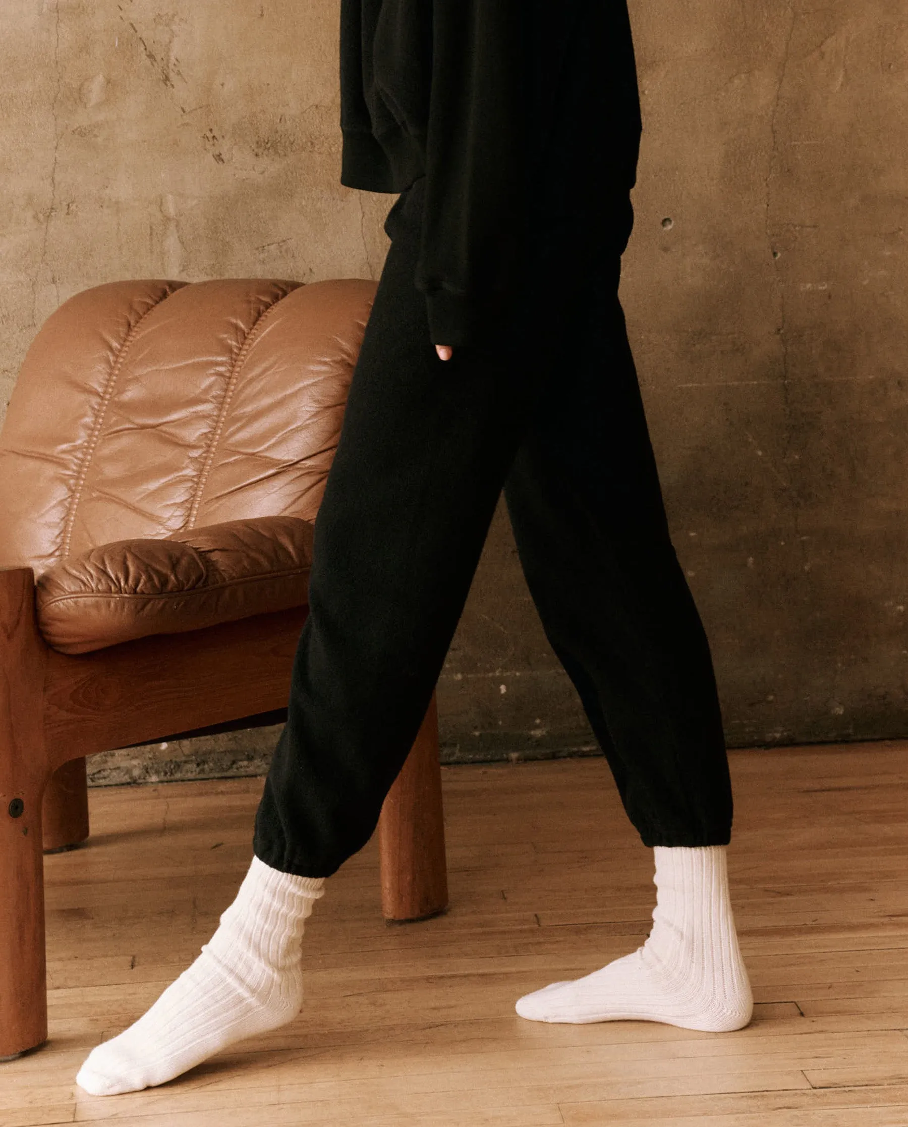 The Fleece Stadium Sweatpant. -- Almost Black sold by THE GREAT.