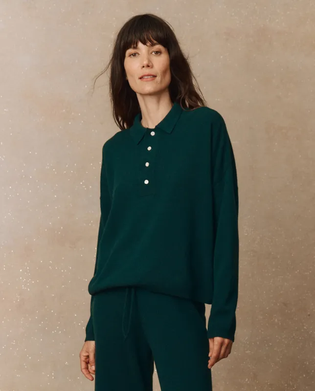 The Cashmere Polo Sweater. -- Alpine sold by THE GREAT.