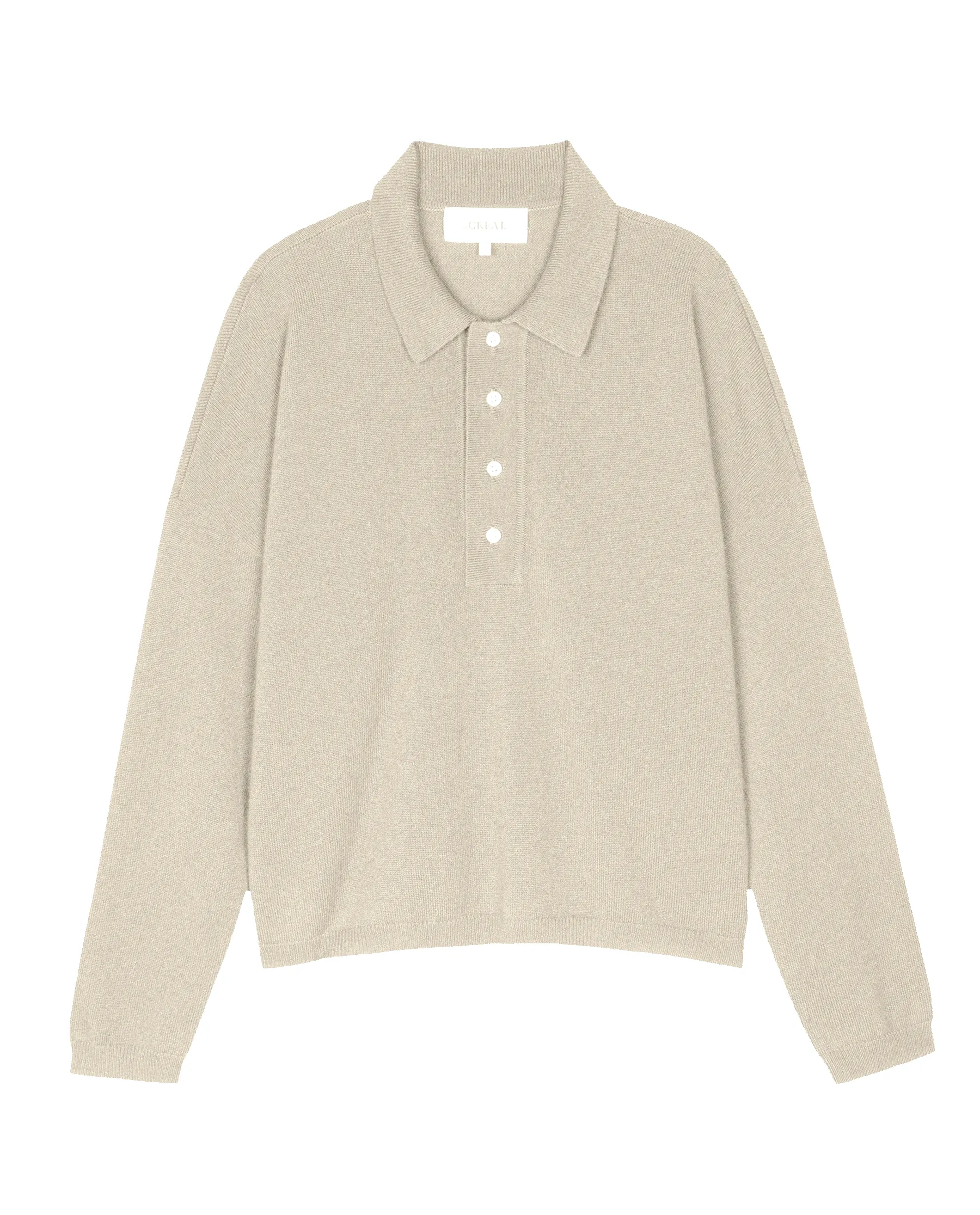The Cashmere Polo Sweater. -- Ivory sold by THE GREAT. product image thumbnail 5