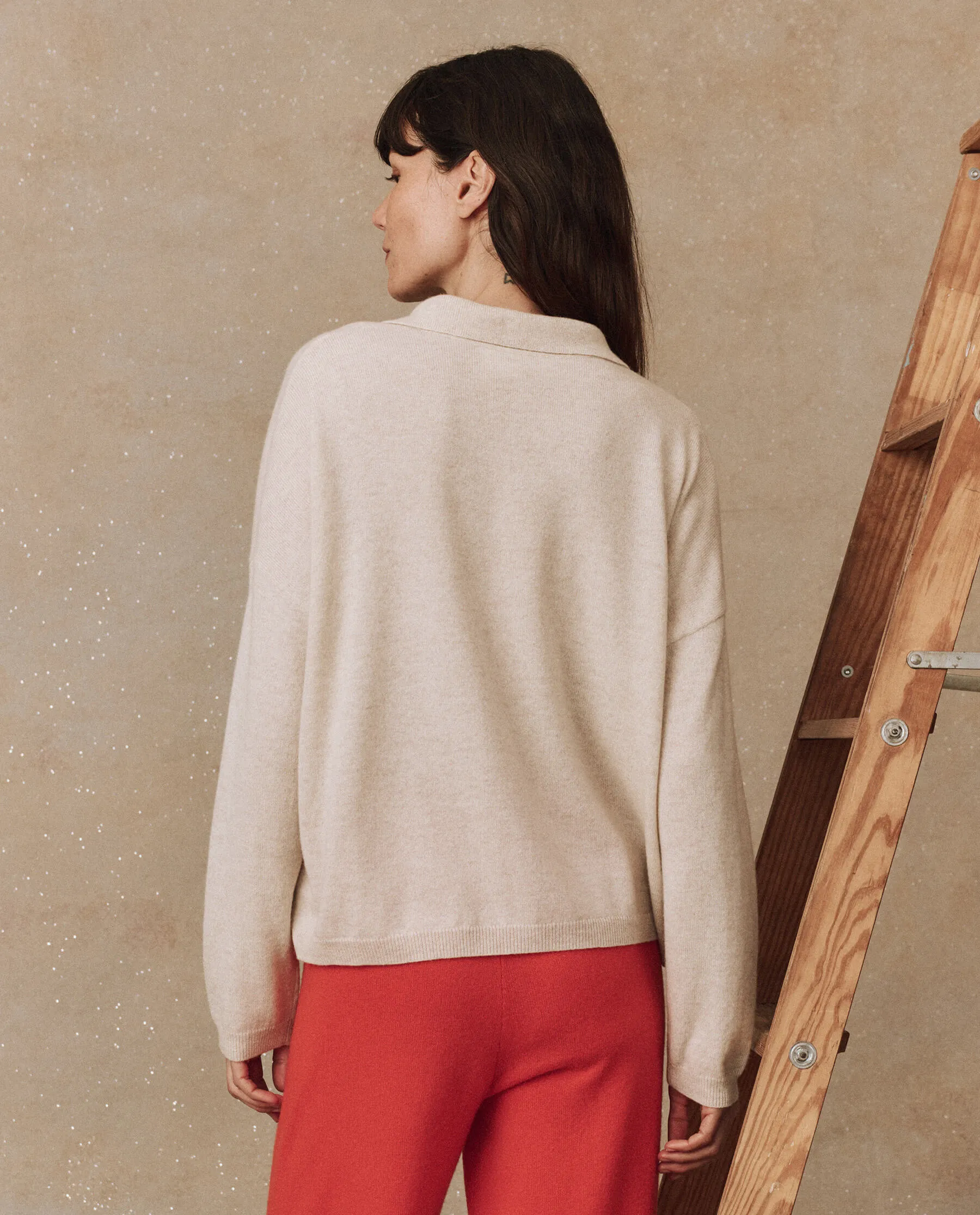 The Cashmere Polo Sweater. -- Ivory sold by THE GREAT. product image thumbnail 2