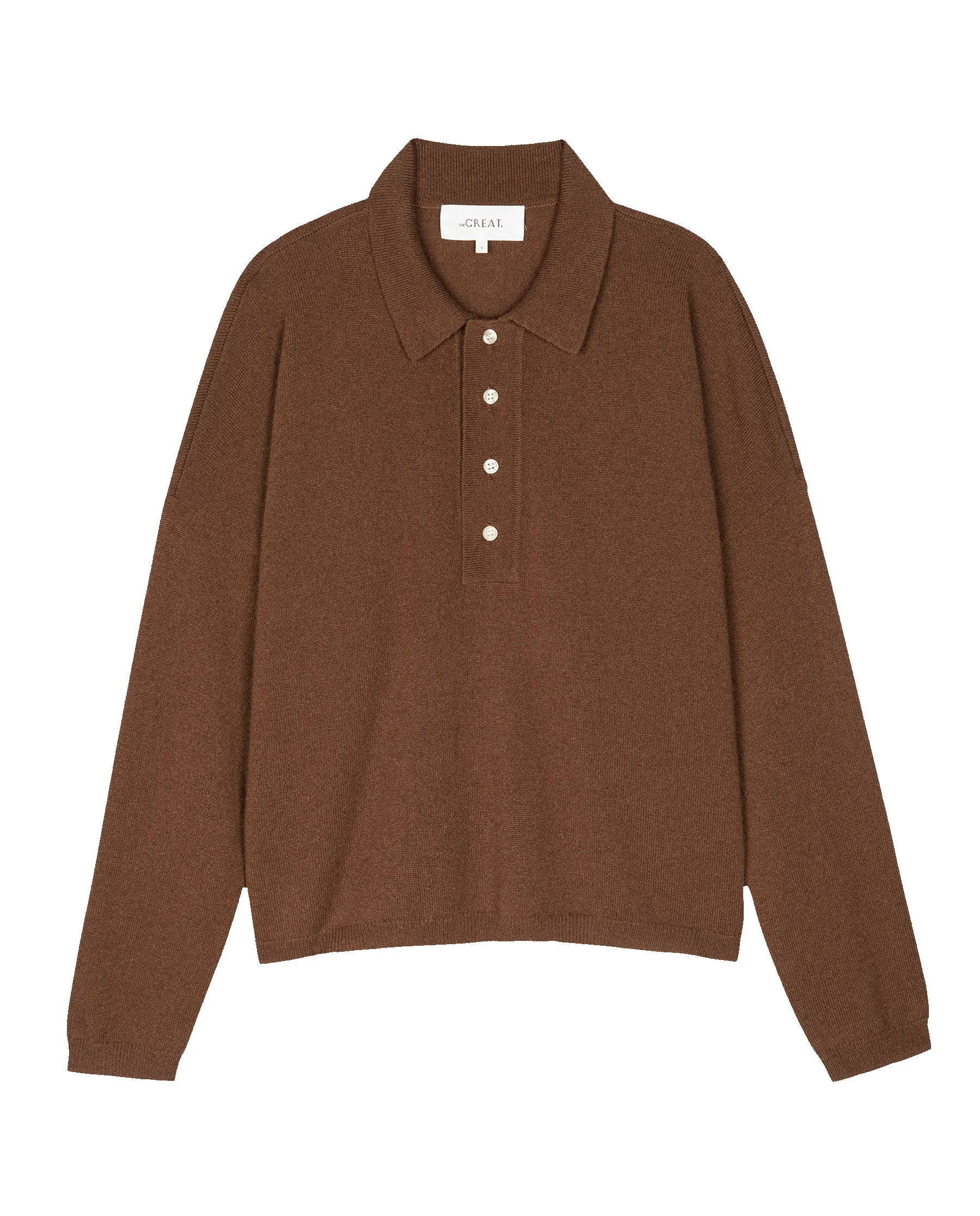 The Cashmere Polo Sweater. -- Santal sold by THE GREAT. product image thumbnail 5