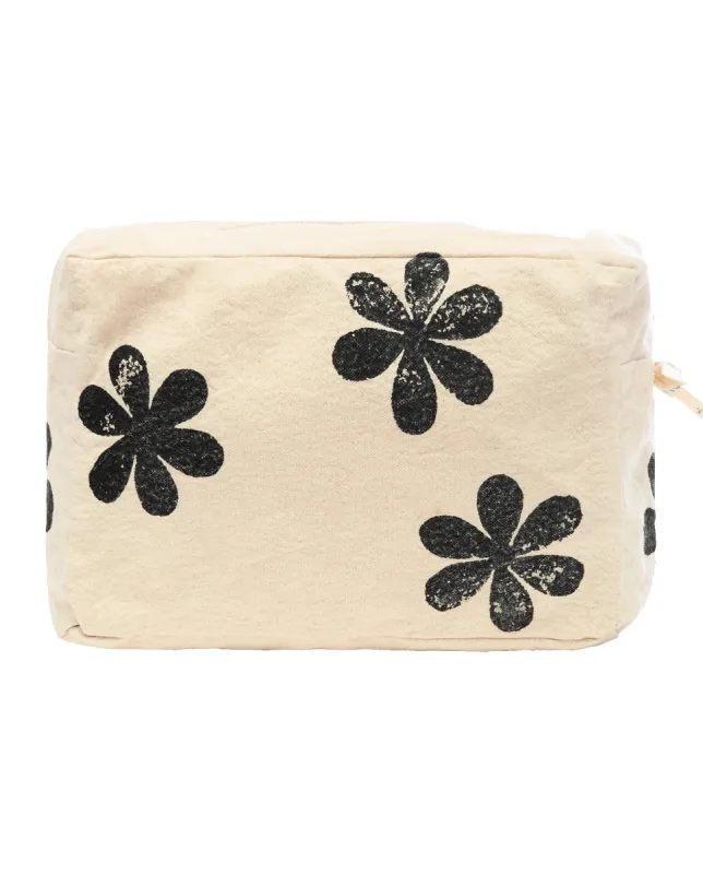 The Hand Stamped Pouch. -- Natural with Black Daisy sold by THE GREAT.