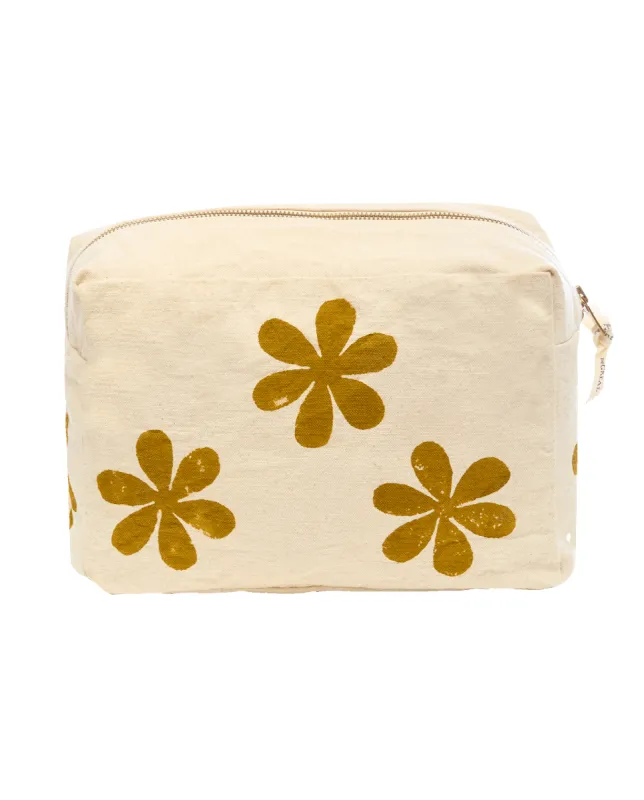 The Hand Stamped Pouch. -- Natural with Camel Daisy sold by THE GREAT.