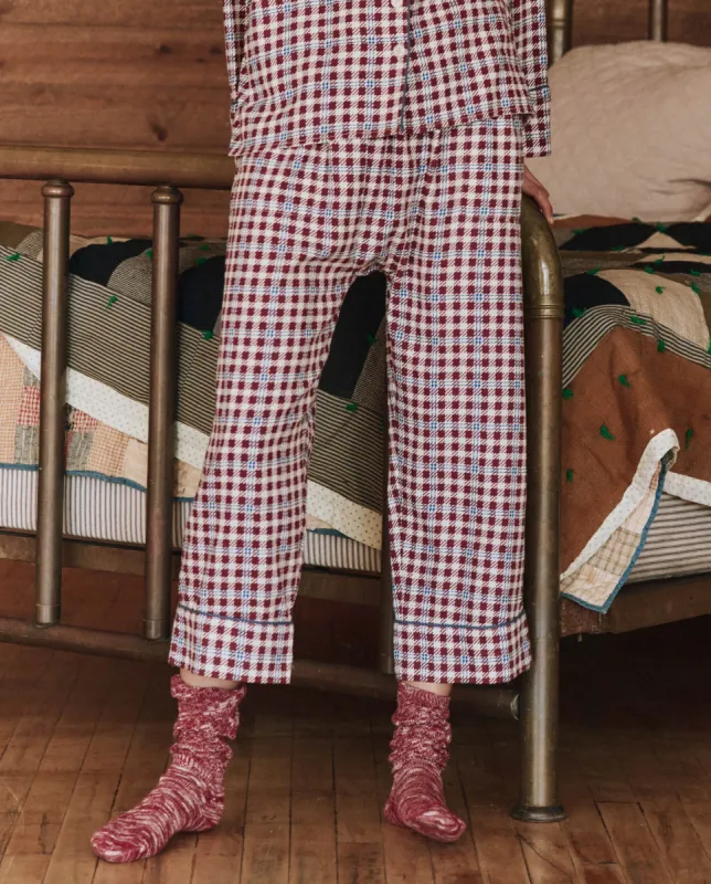 The Pajama Pant. -- Bordeaux Plaid sold by THE GREAT.