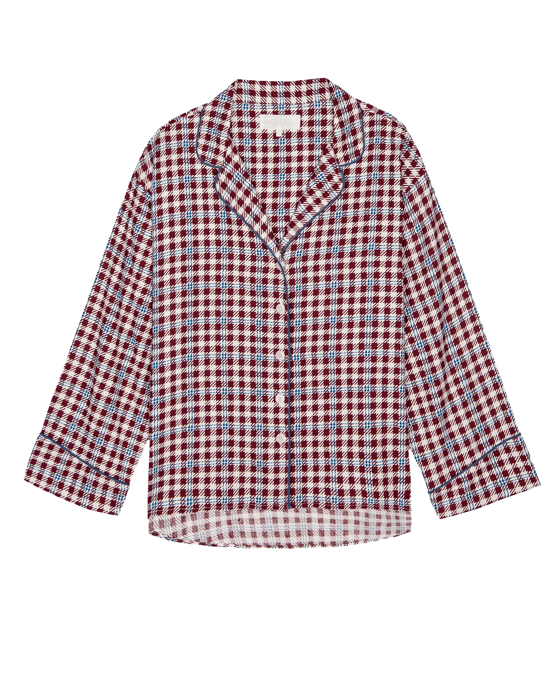 The Pajama Shirt. -- Bordeaux Plaid sold by THE GREAT. product image thumbnail 5