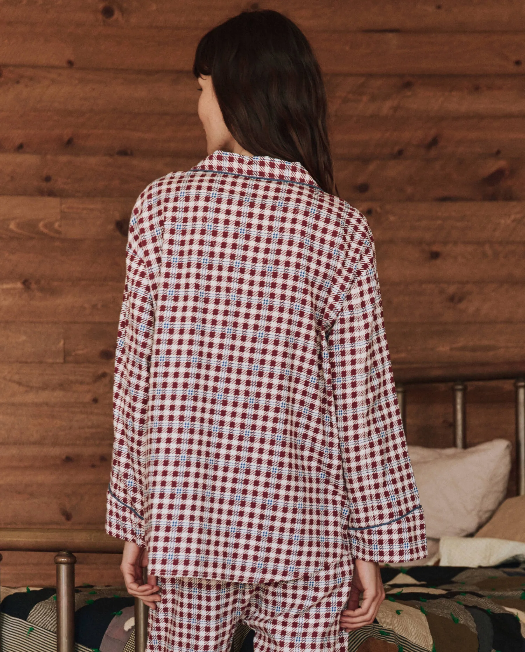 The Pajama Shirt. -- Bordeaux Plaid sold by THE GREAT. product image thumbnail 2