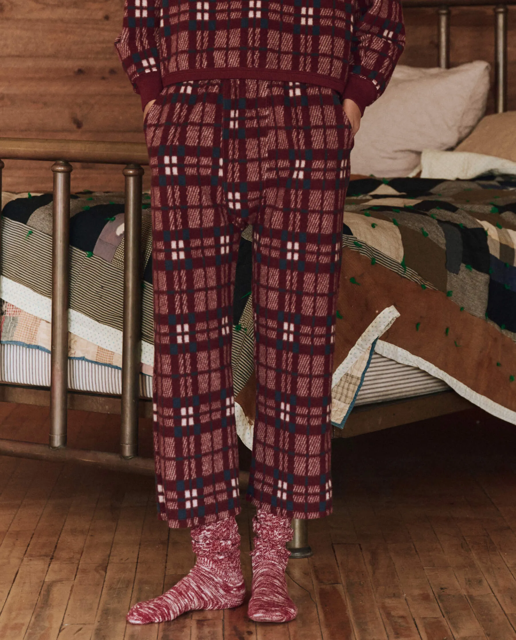 The Plush Fleece Pajama Pant. -- Fireside Plaid sold by THE GREAT.