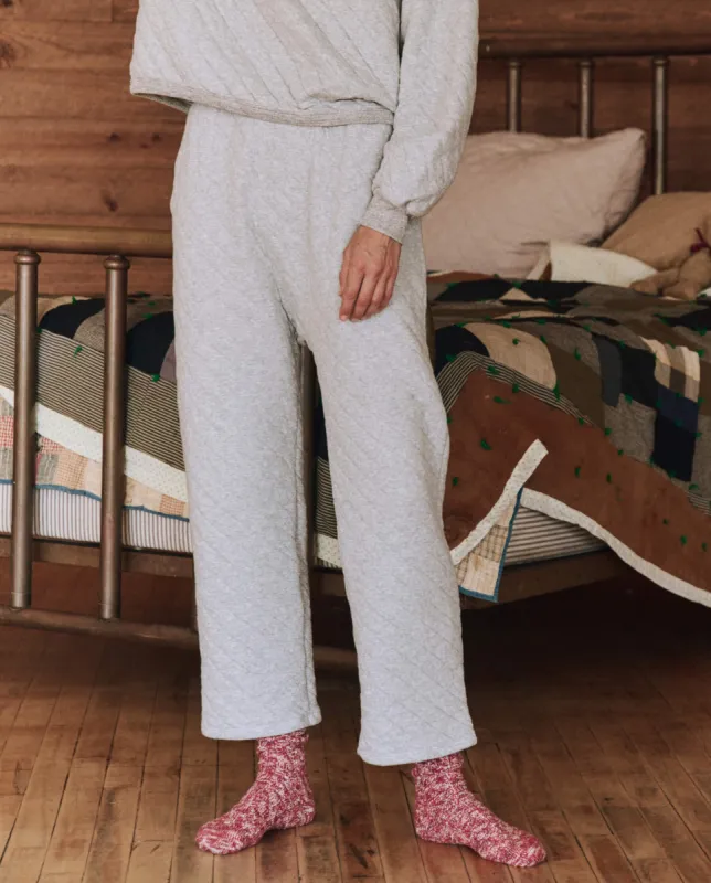 The Quilted Pajama Pant. -- Heather Grey sold by THE GREAT.