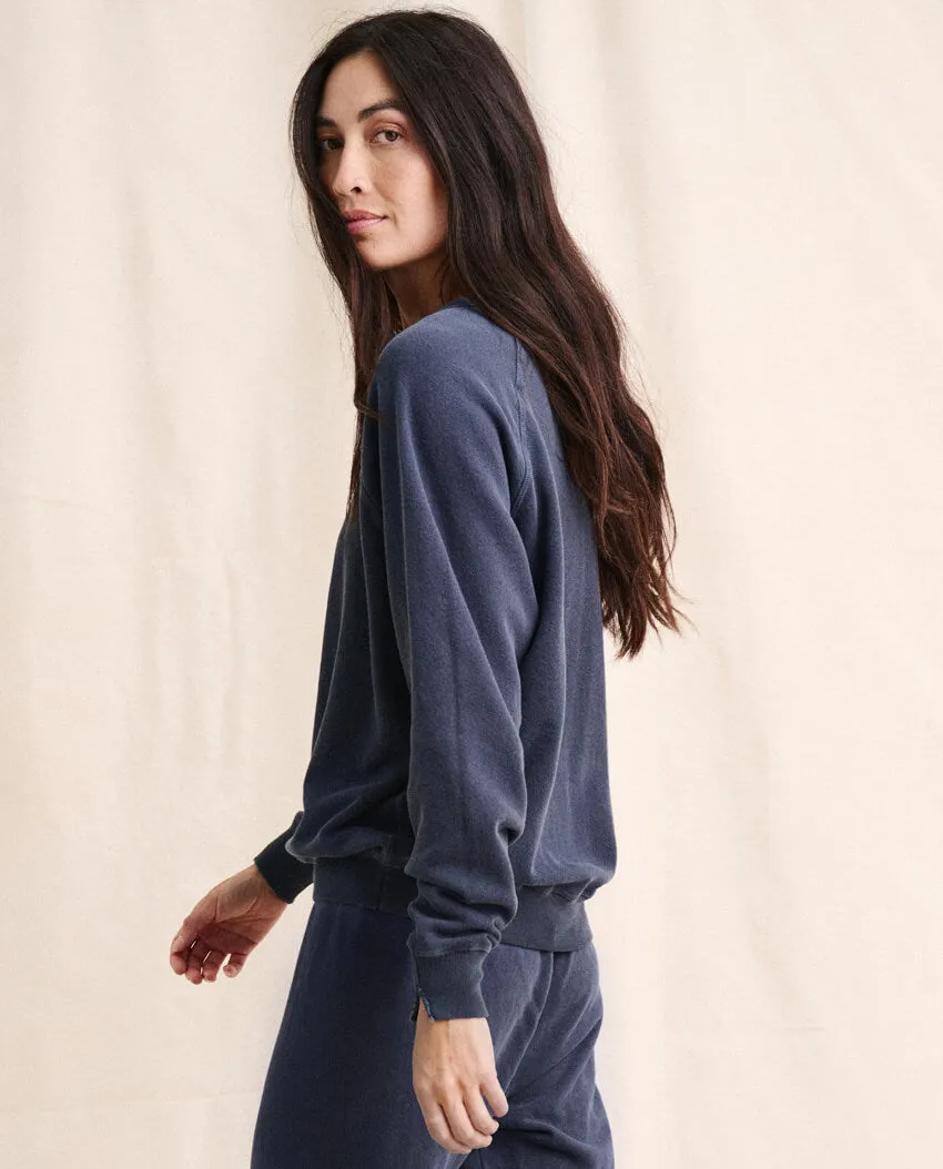 The College Sweatshirt. Solid -- WASHED NAVY sold by THE GREAT. product image thumbnail 3