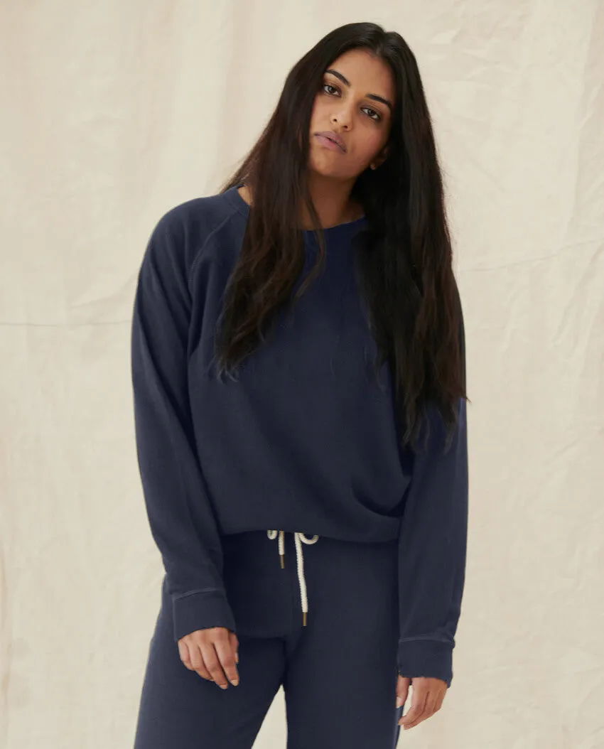 The College Sweatshirt. Solid -- WASHED NAVY sold by THE GREAT. product image thumbnail 4