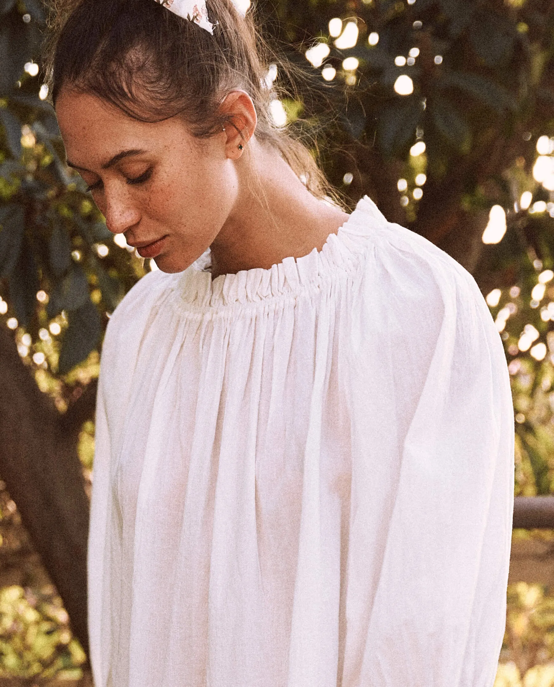 The Eyelet Short Victorian Sleep Dress. -- True White sold by THE GREAT. product image thumbnail 2