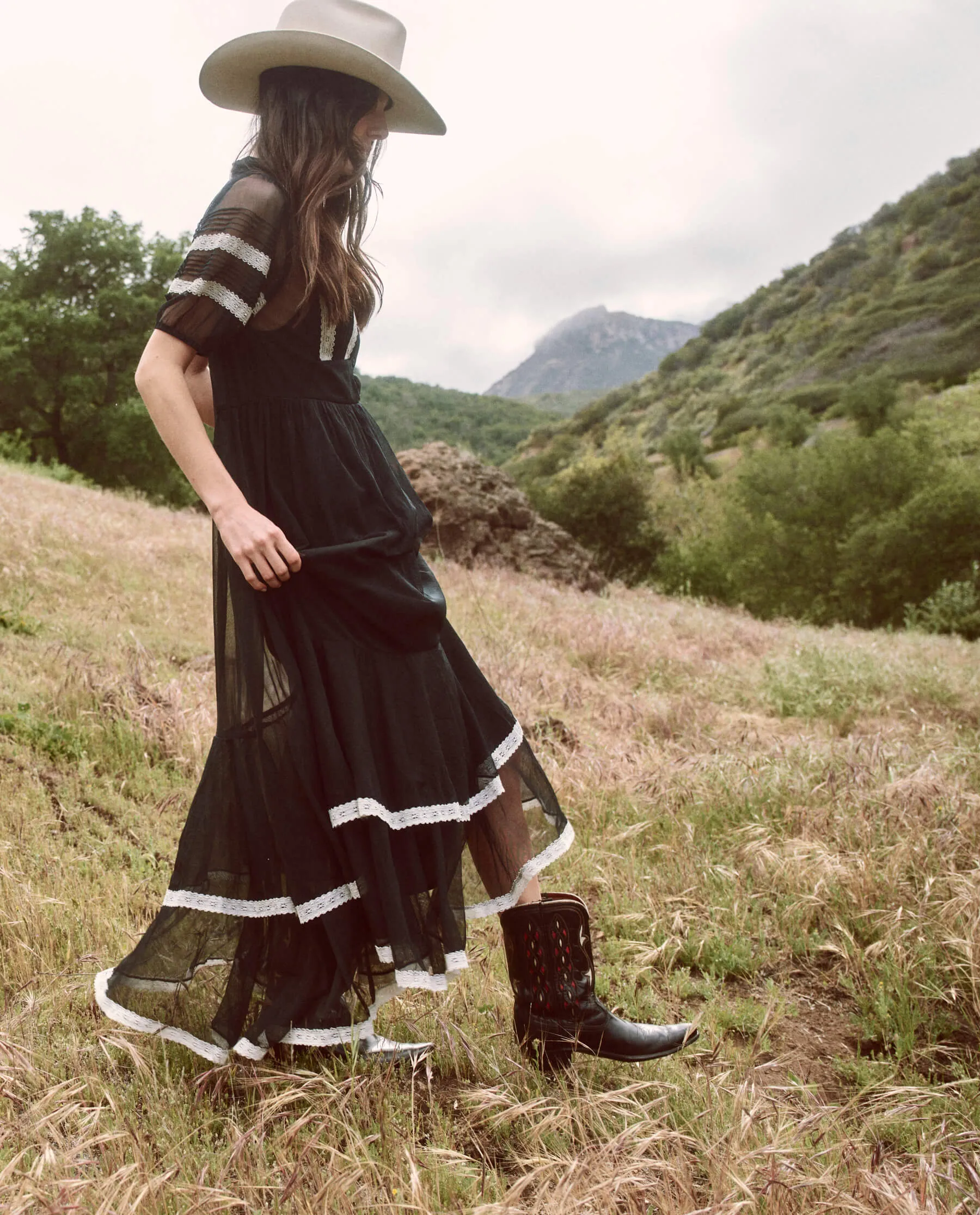 The Monarch Dress. -- Black with Cream sold by THE GREAT. product image thumbnail 3