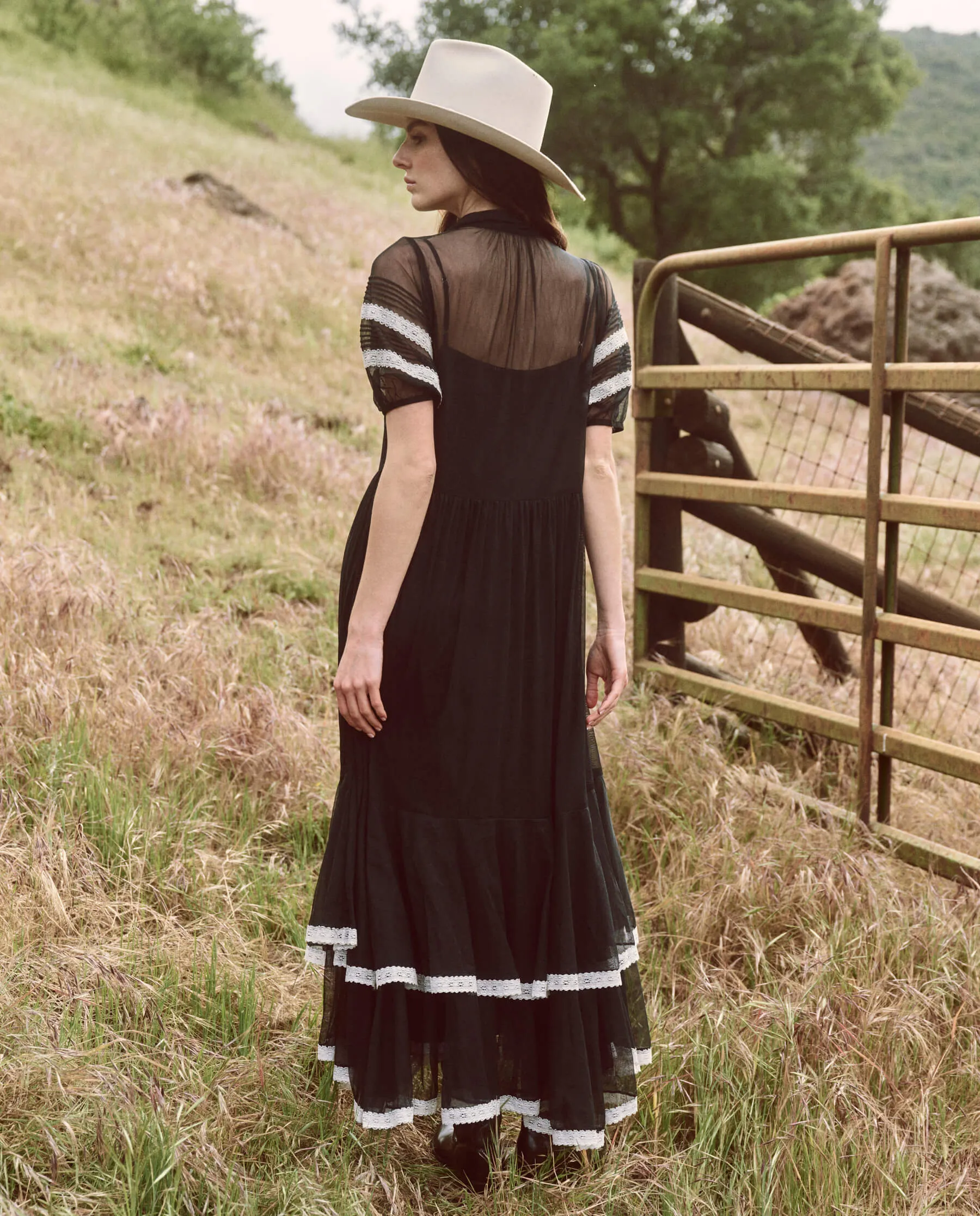 The Monarch Dress. -- Black with Cream sold by THE GREAT. product image thumbnail 4