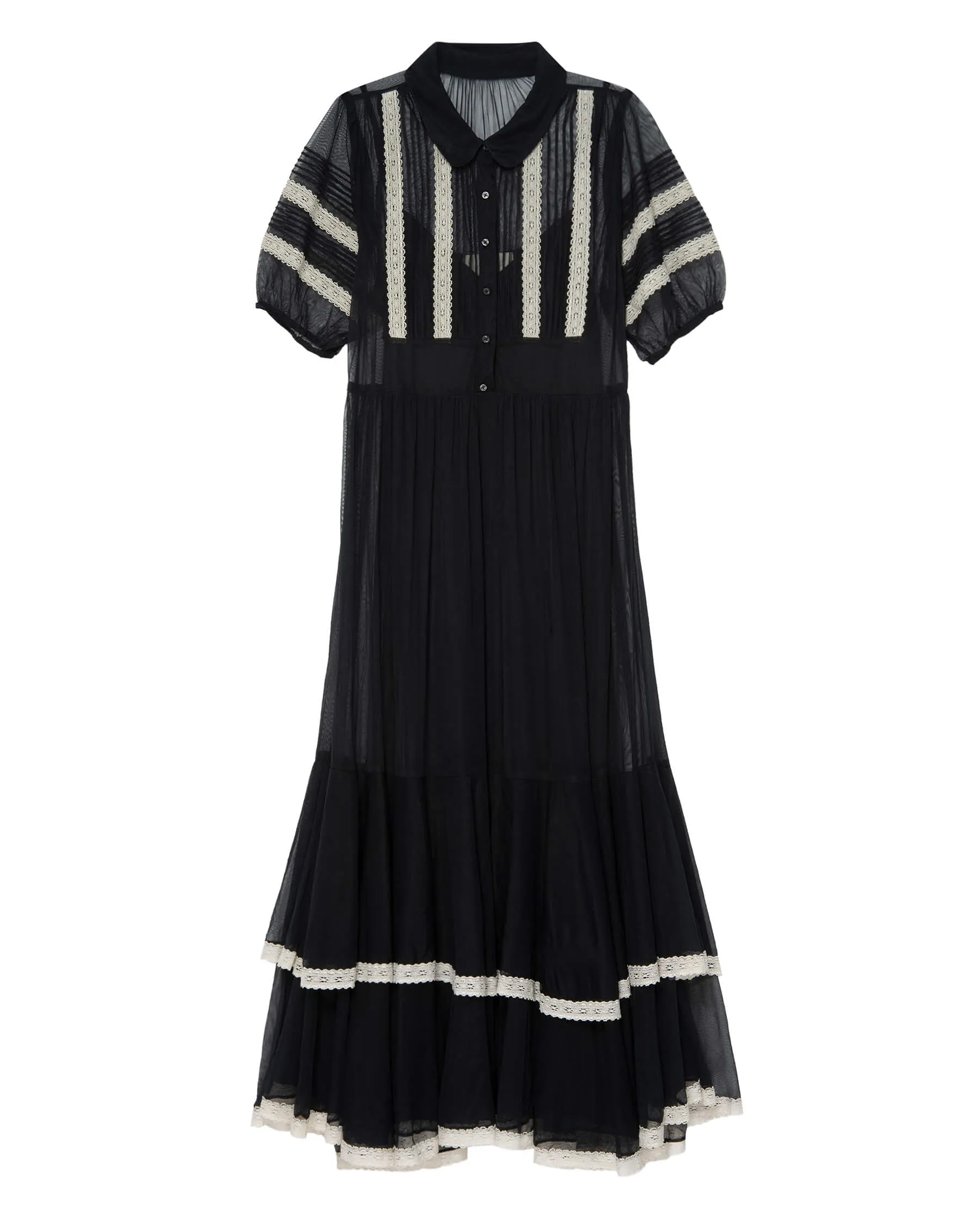 The Monarch Dress. -- Black with Cream sold by THE GREAT.