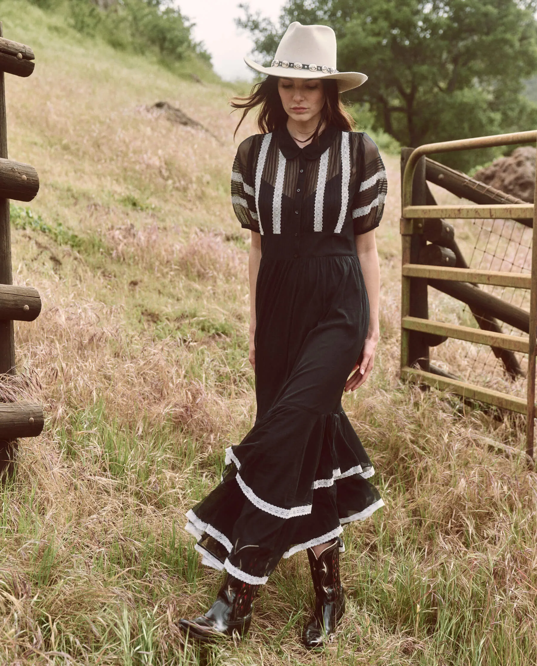 The Monarch Dress. -- Black with Cream sold by THE GREAT. product image thumbnail 2