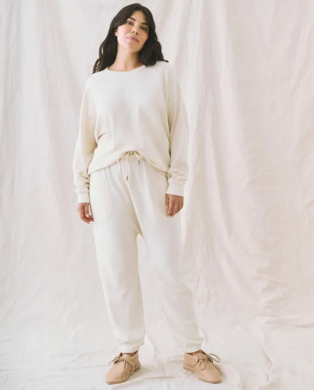 The Jogger Sweatpant. -- Washed White sold by THE GREAT.