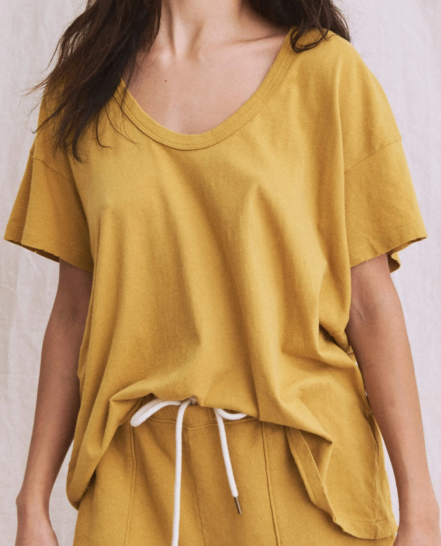 The U-Neck Tee. Solid -- Yuzu sold by THE GREAT. product image thumbnail 3