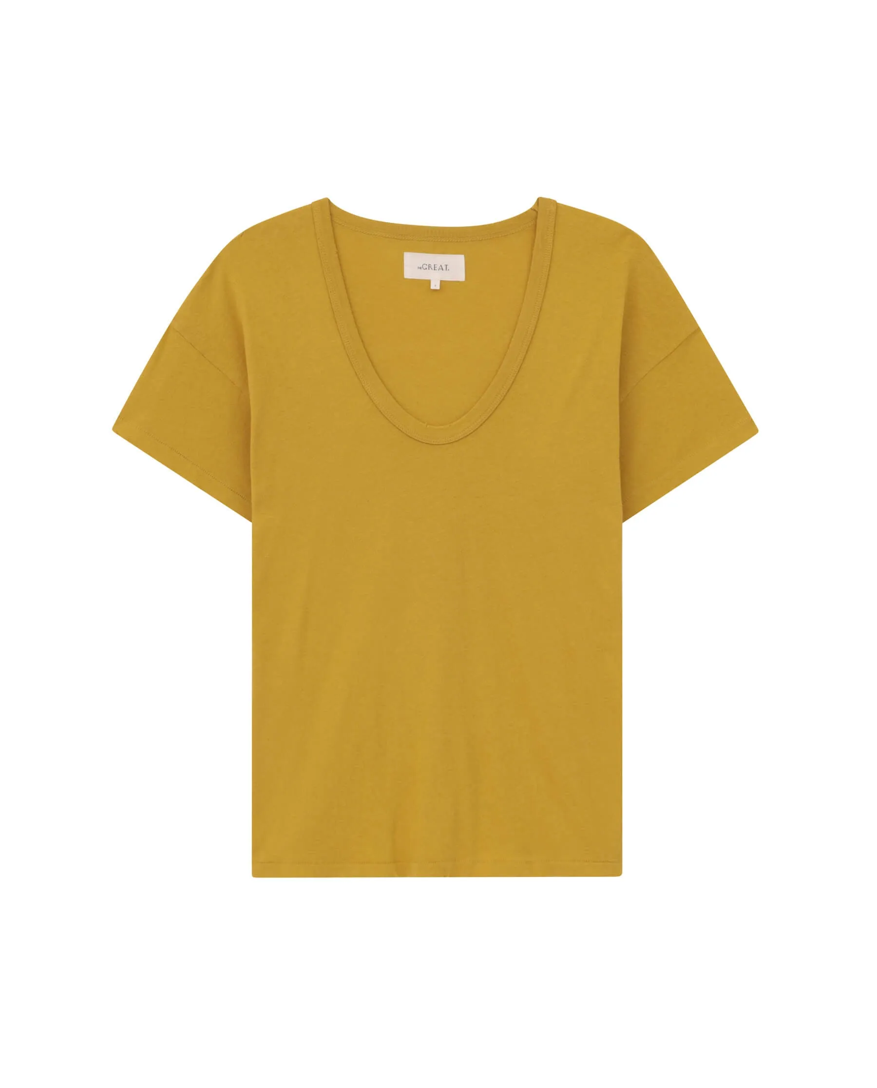 The U-Neck Tee. Solid -- Yuzu sold by THE GREAT.