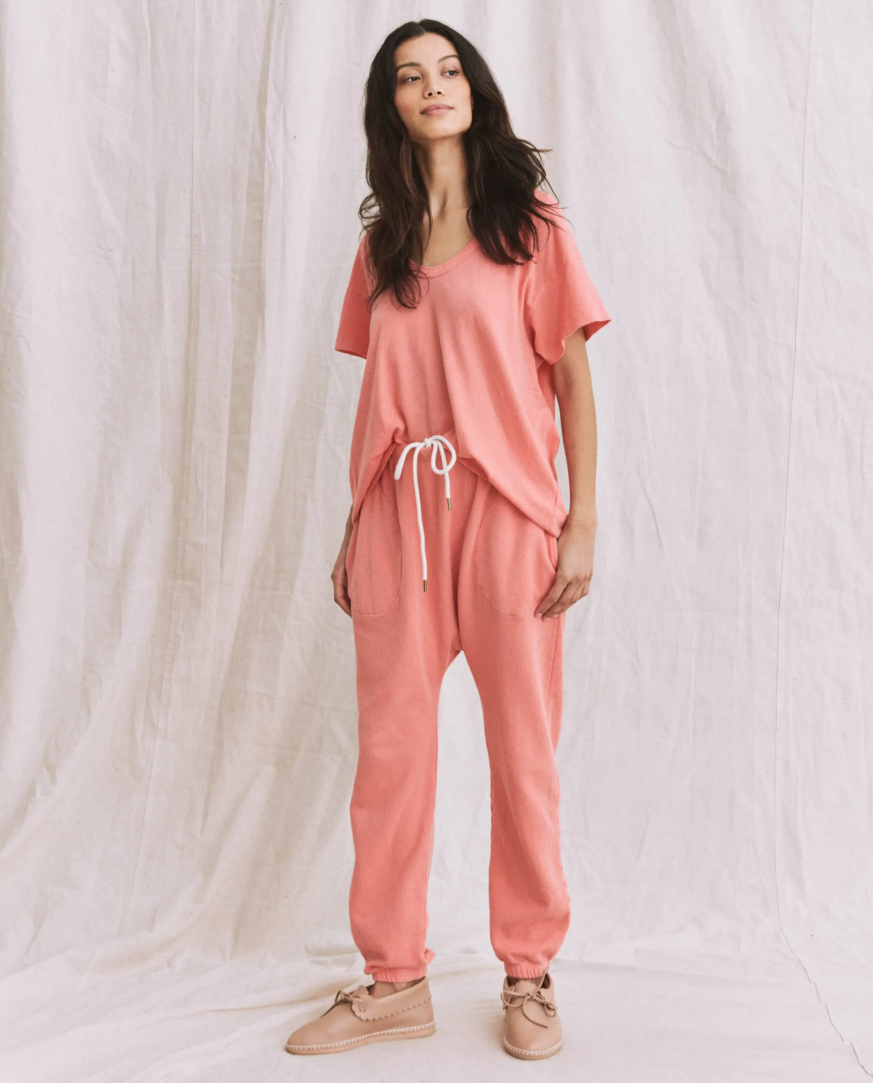 The U-Neck Tee. Solid -- Guava sold by THE GREAT. product image thumbnail 2