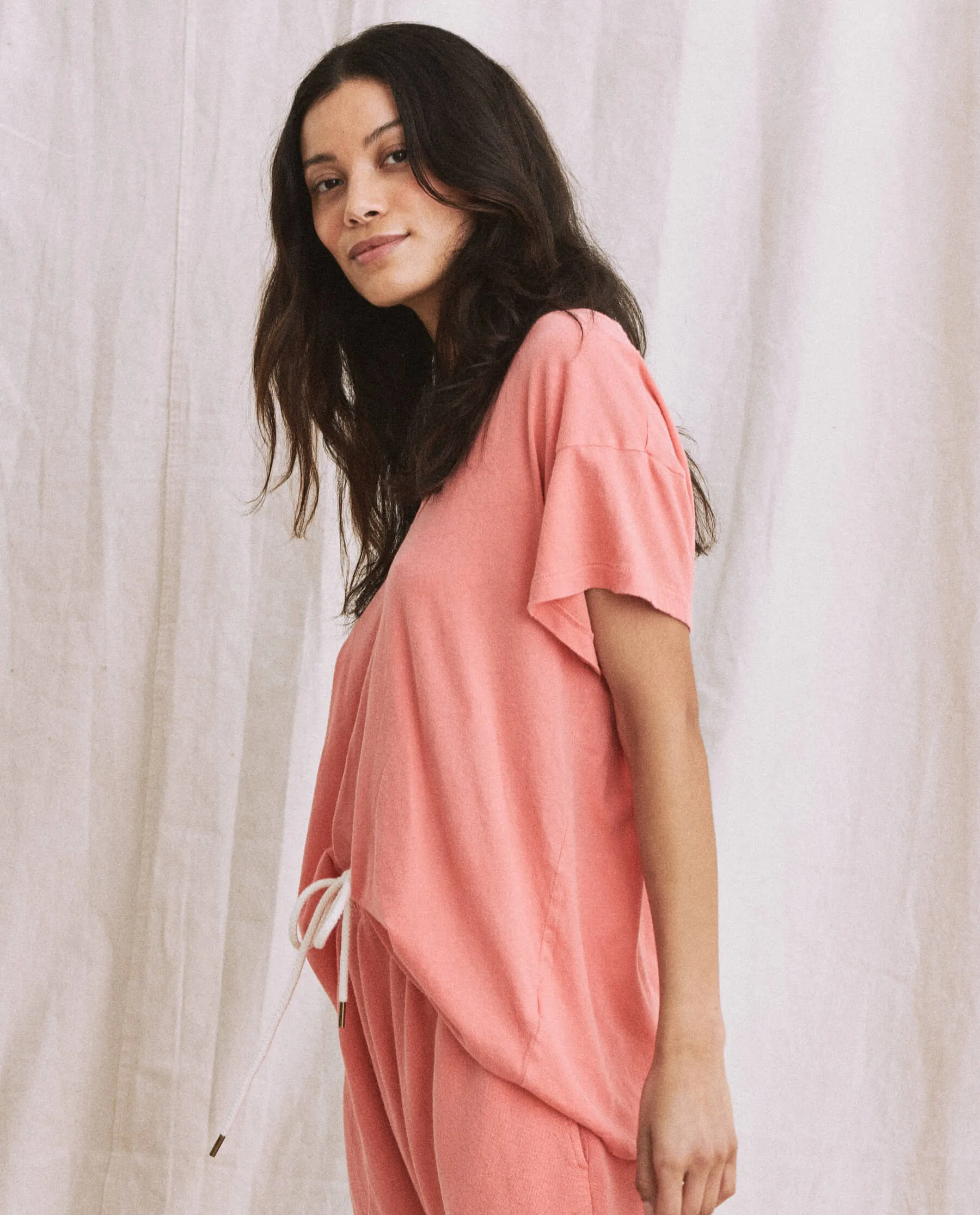 The U-Neck Tee. Solid -- Guava sold by THE GREAT. product image thumbnail 4