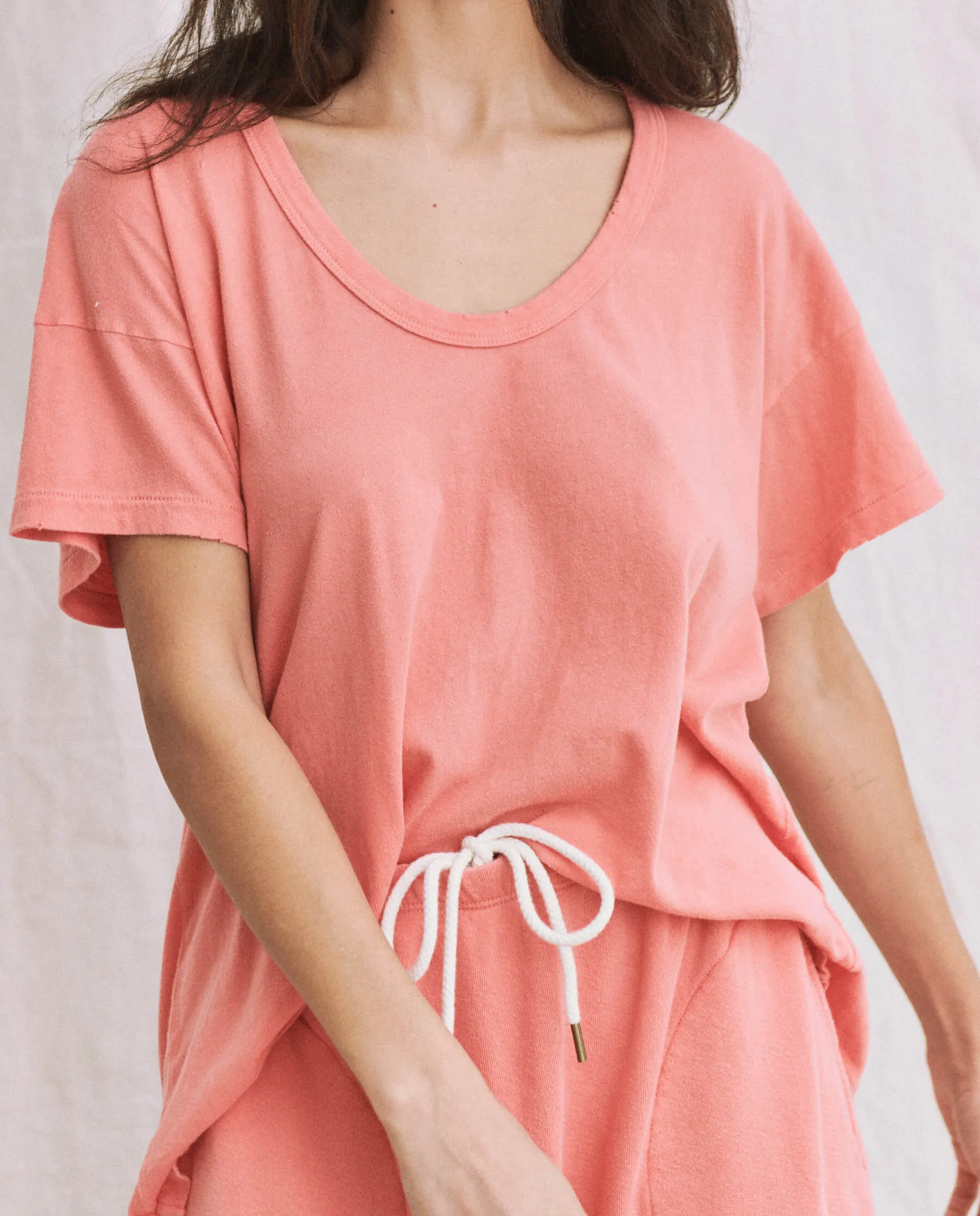 The U-Neck Tee. Solid -- Guava sold by THE GREAT. product image thumbnail 3