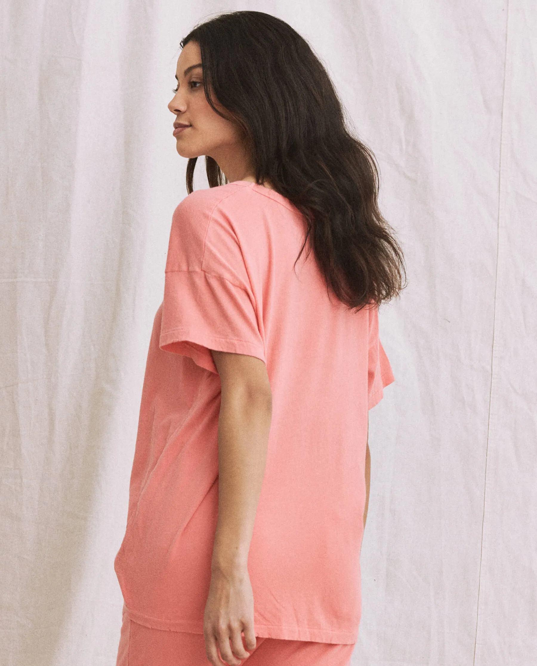 The U-Neck Tee. Solid -- Guava sold by THE GREAT. product image thumbnail 5