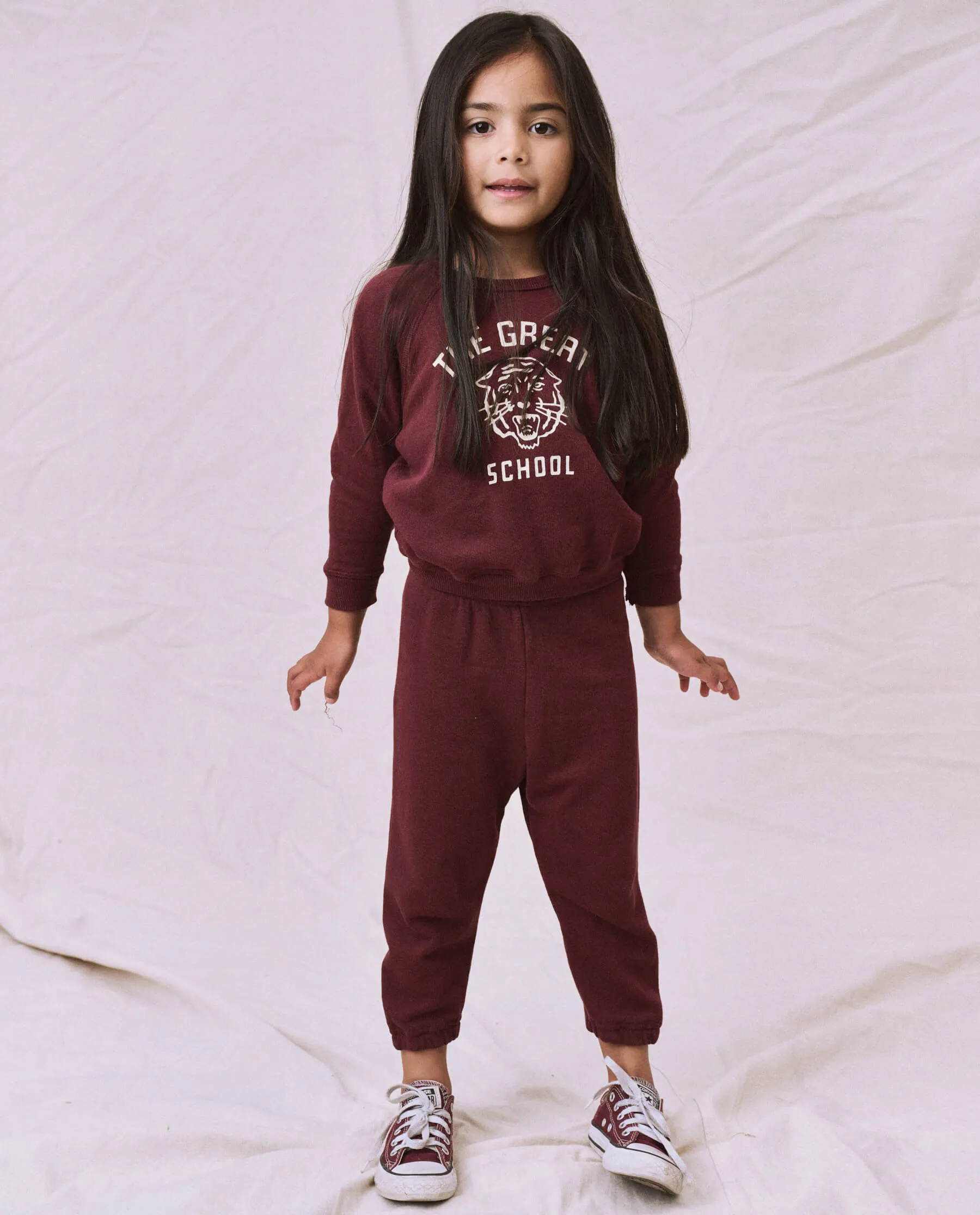 The Little Stadium Sweatpant. Solid -- Cherry Wood sold by THE GREAT. product image thumbnail 2