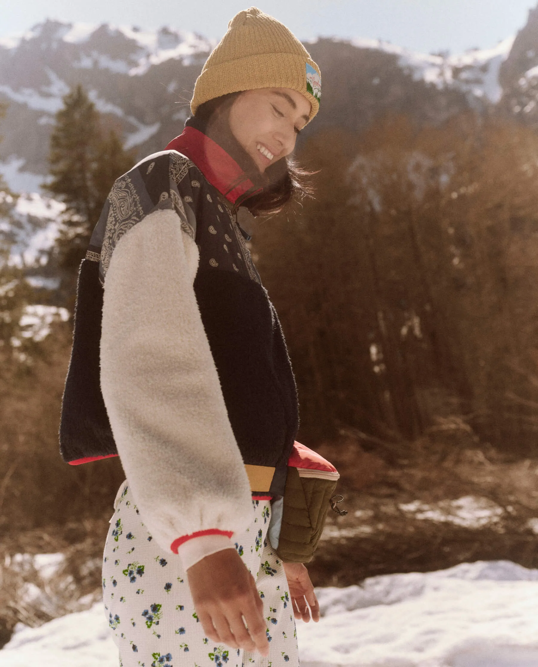 The Plush Colorblock Terrain Half Zip. -- Patchwork Bandana and Deep Well sold by THE GREAT. product image thumbnail 3