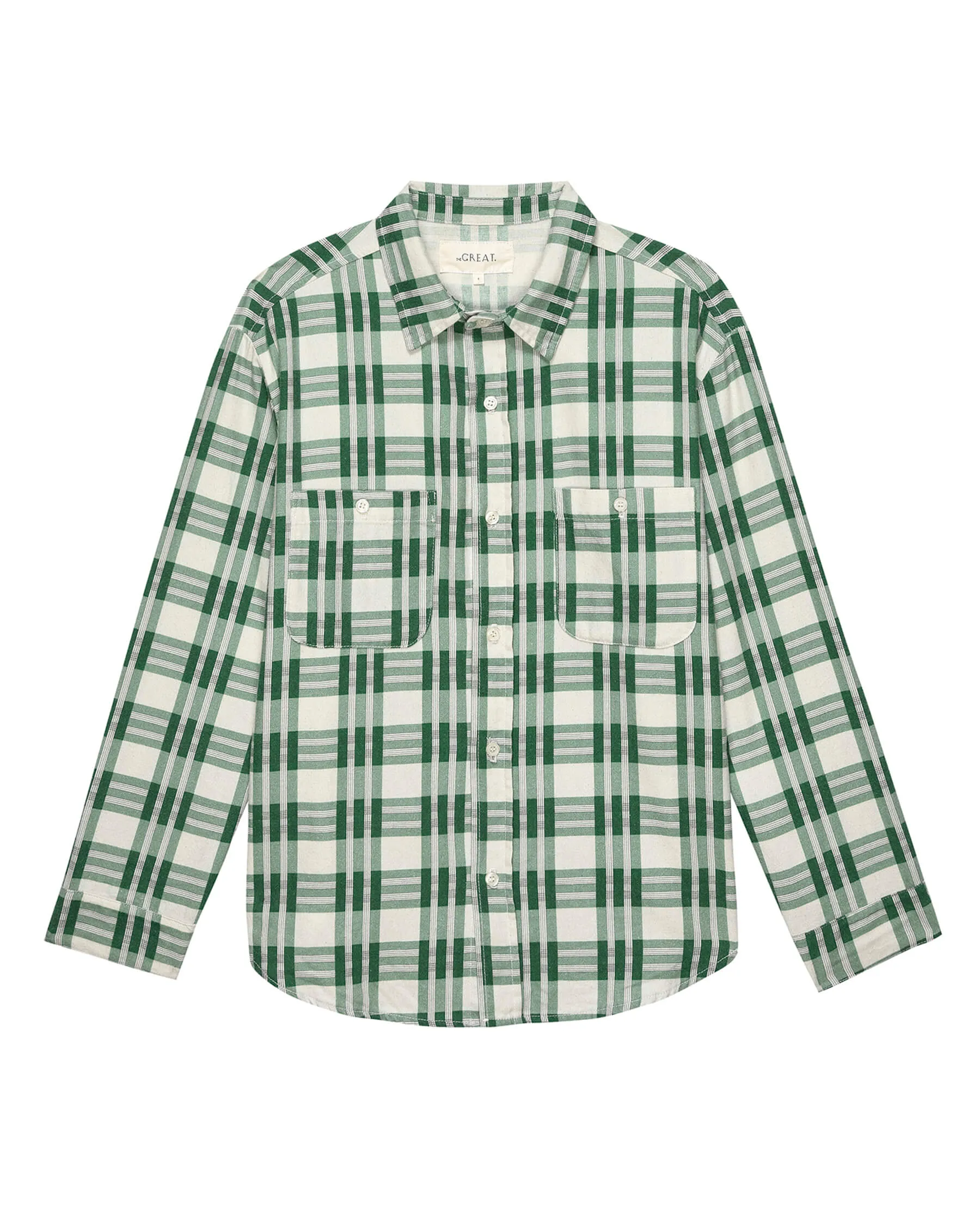 The Harbor Shirt. -- Bright Green Pioneer Plaid sold by THE GREAT.