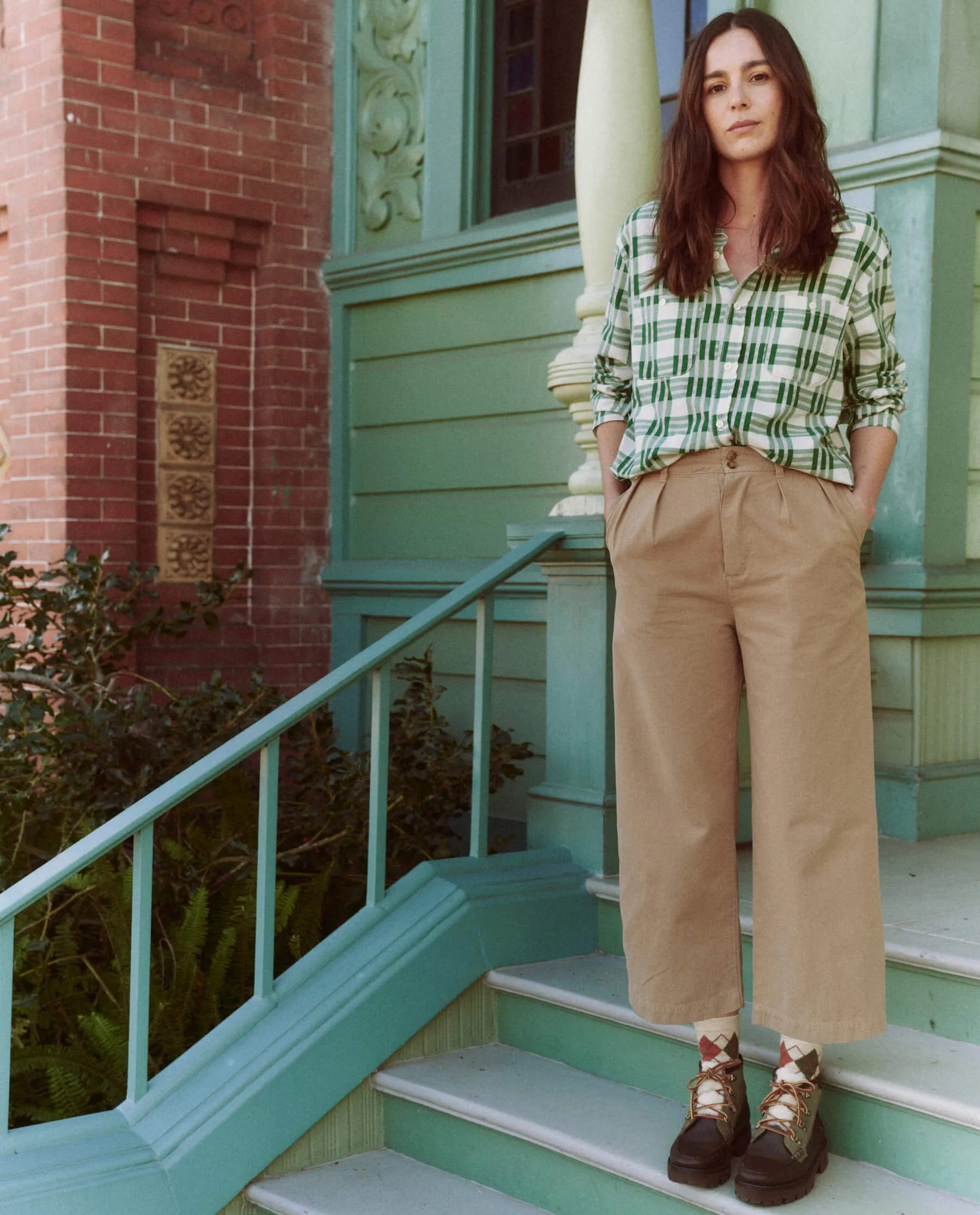 The Harbor Shirt. -- Bright Green Pioneer Plaid sold by THE GREAT. product image thumbnail 3