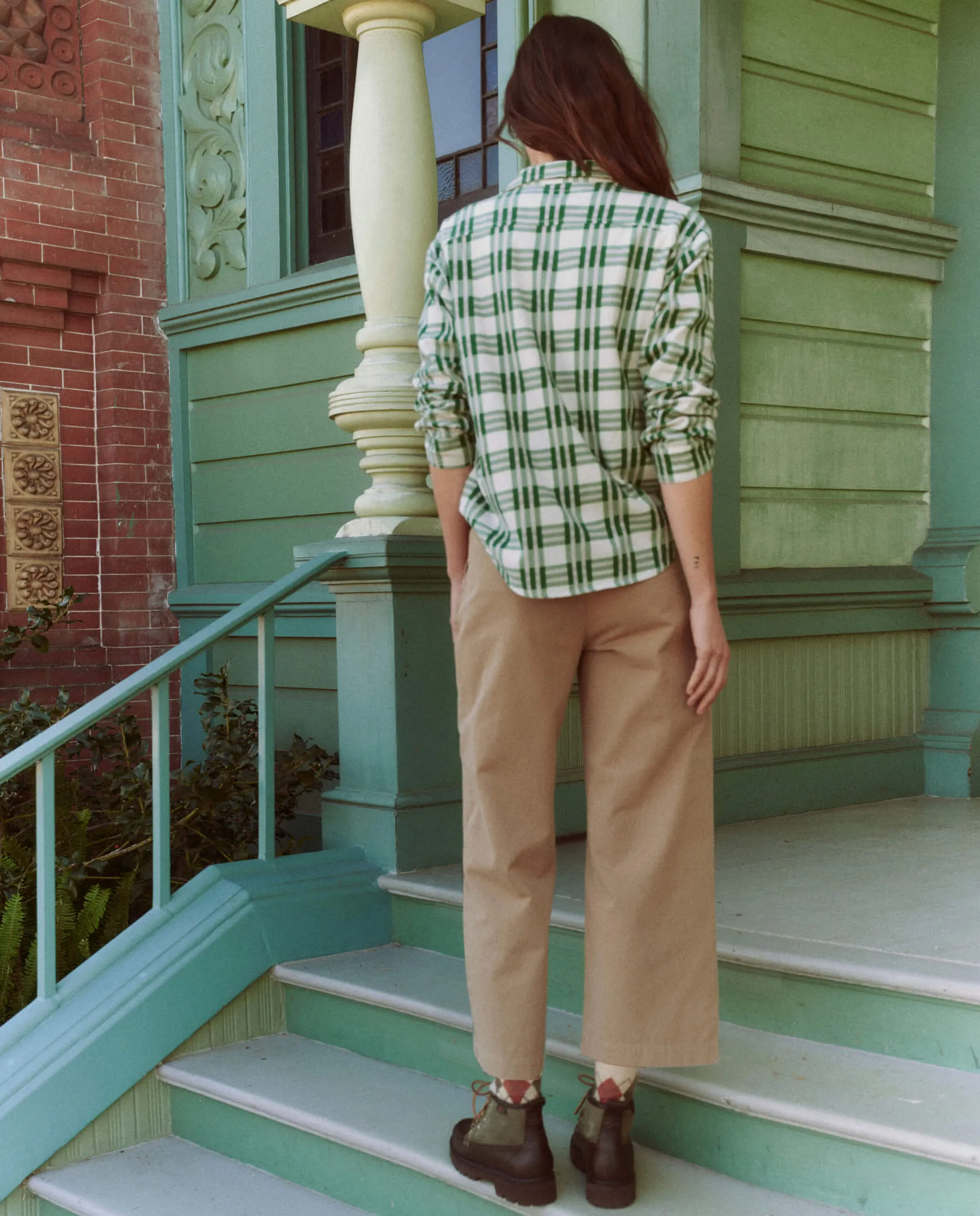 The Harbor Shirt. -- Bright Green Pioneer Plaid sold by THE GREAT. product image thumbnail 5