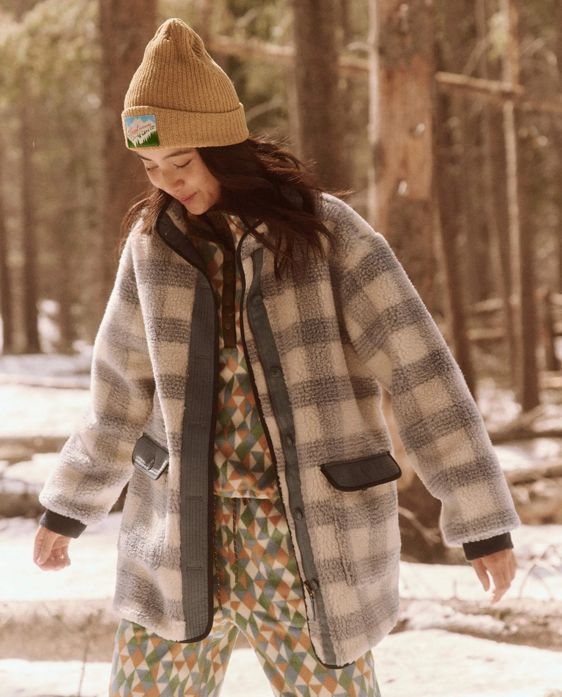 The Plush Mountaintop Coat. -- Bluebird Alpine Plaid sold by THE GREAT. product image thumbnail 2