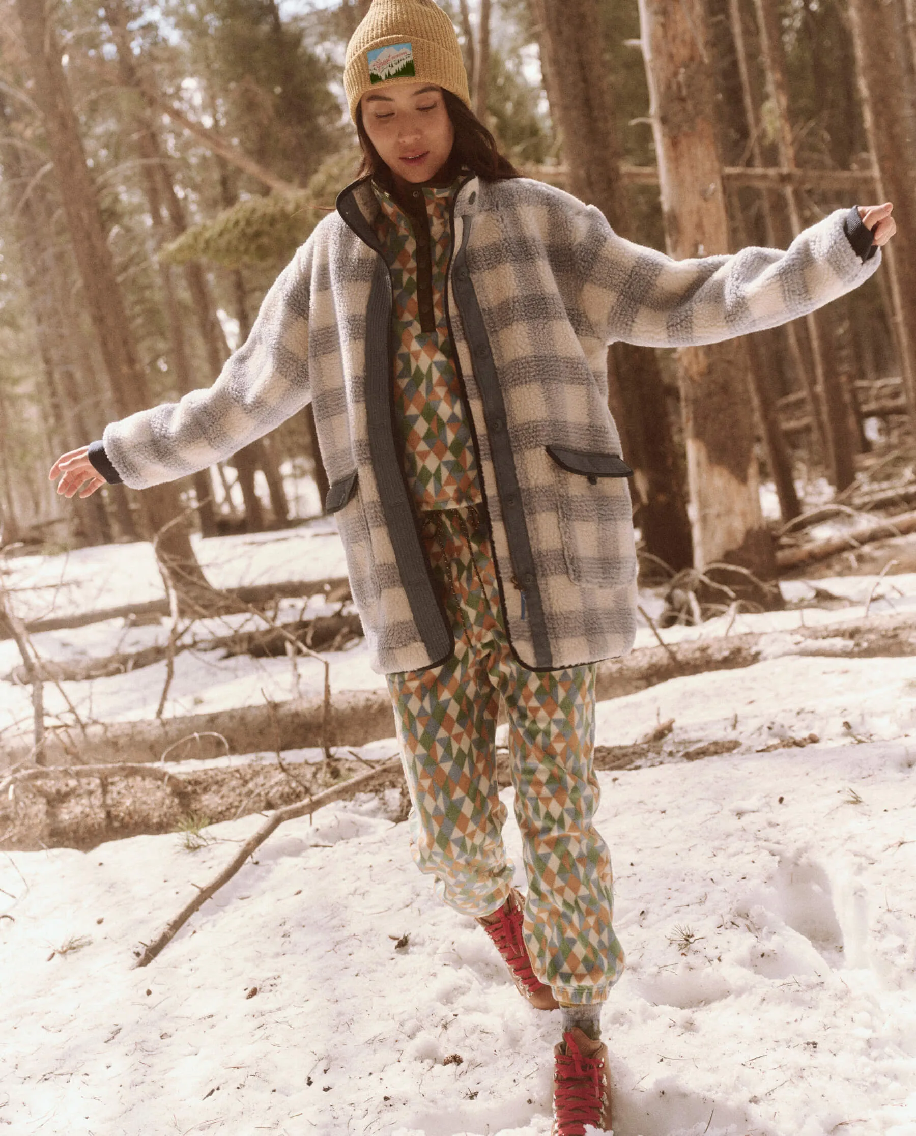The Plush Mountaintop Coat. -- Bluebird Alpine Plaid sold by THE GREAT. product image thumbnail 4