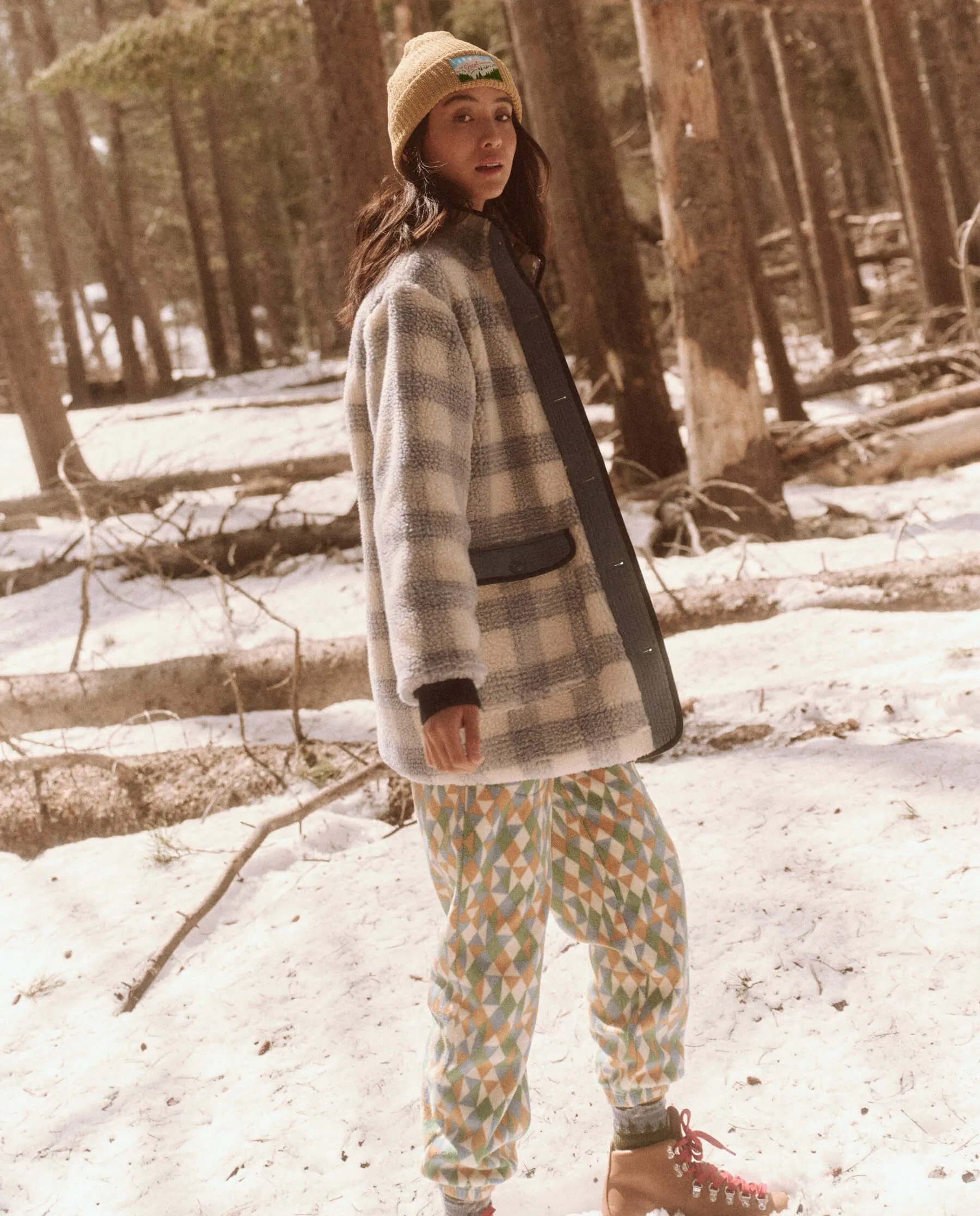 The Plush Mountaintop Coat. -- Bluebird Alpine Plaid sold by THE GREAT. product image thumbnail 5
