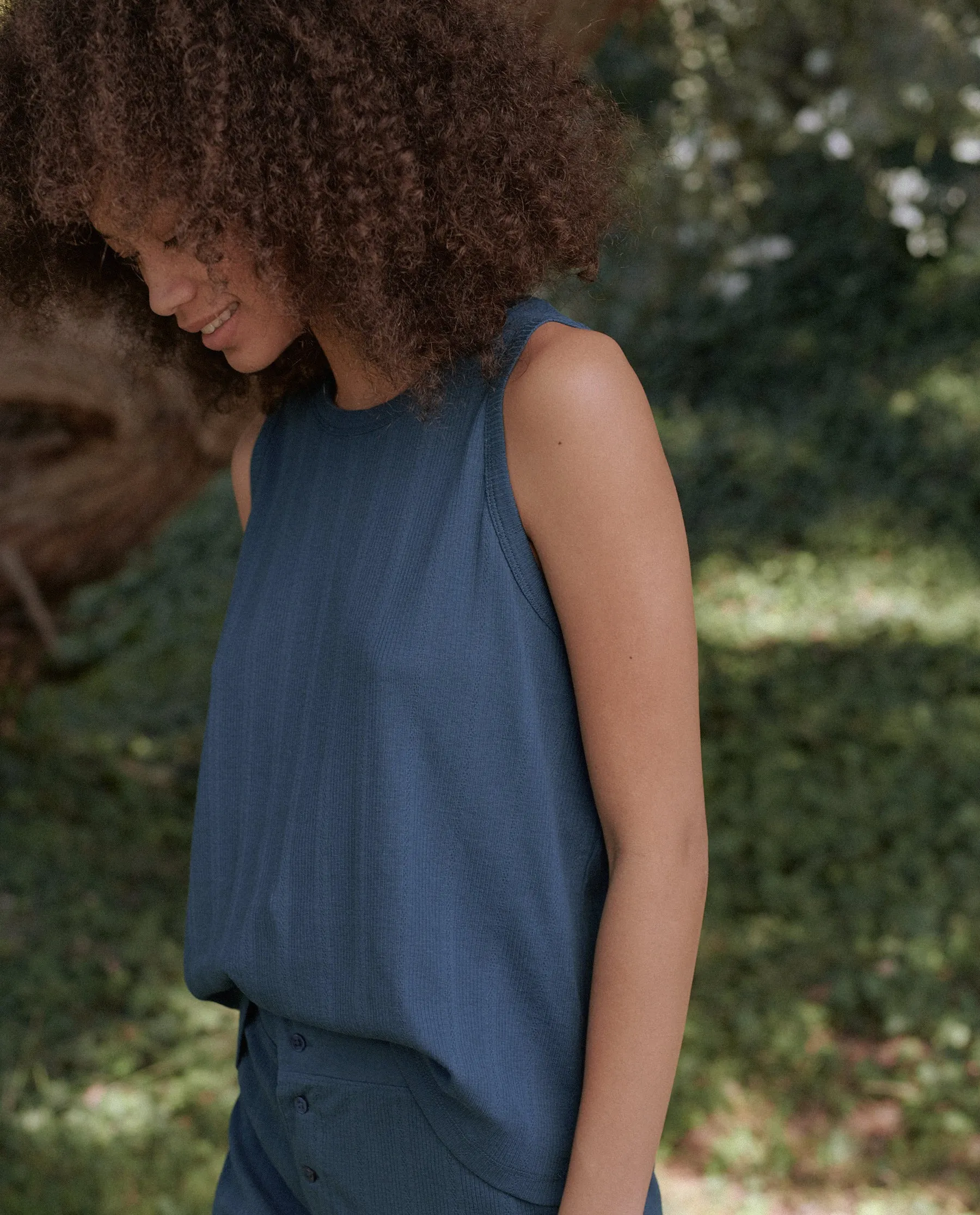 The Pointelle Sleep Muscle Tee. -- DEEP SEA BLUE sold by THE GREAT. product image thumbnail 2