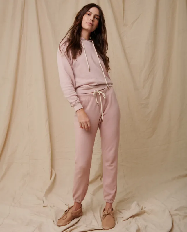 The Stadium Sweatpant. Solid -- Pink Frost sold by THE GREAT.