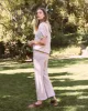 The Wide Leg Cropped Sweatpant. -- Washed White Colorful Stripe sold by THE GREAT.