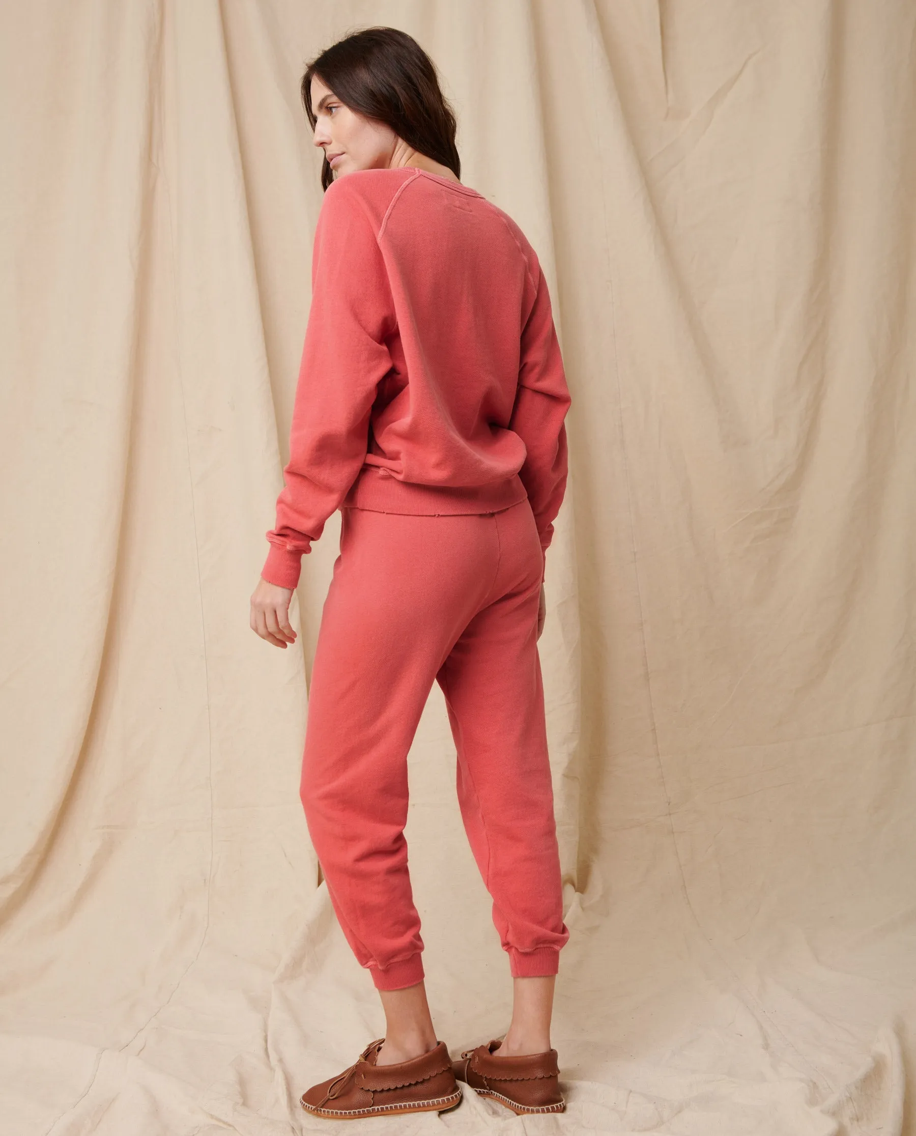 The Cropped Sweatpant. Solid -- Coral sold by THE GREAT. product image thumbnail 4